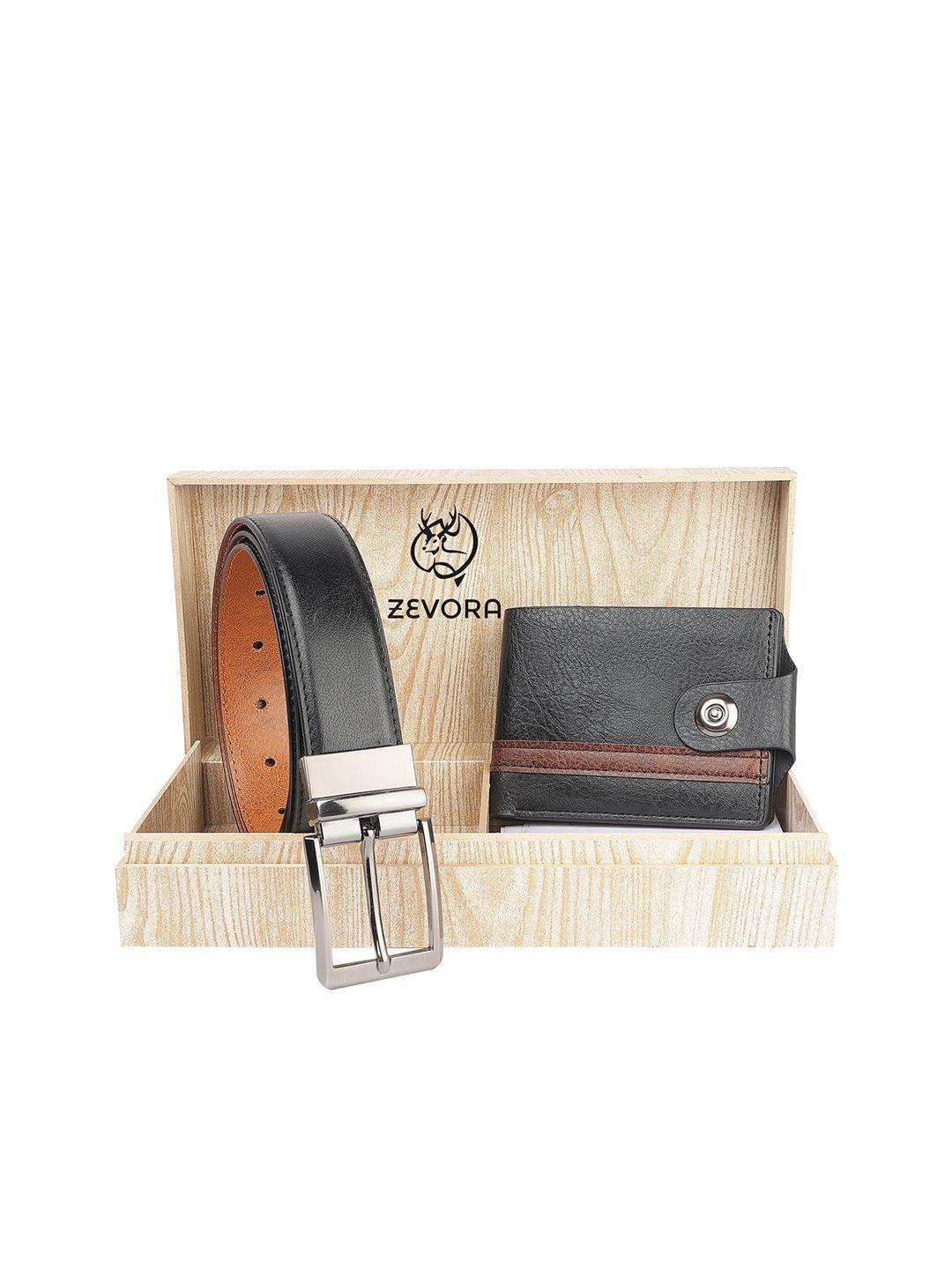 zevora men leather textured accessory gift set