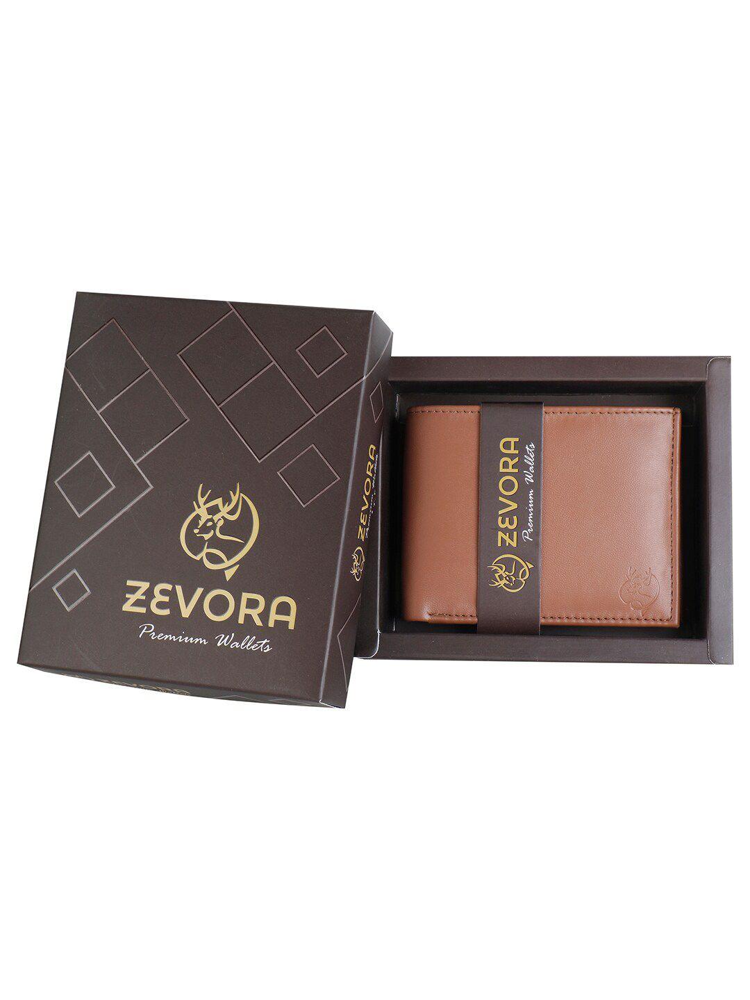 zevora men orange pu two fold wallet