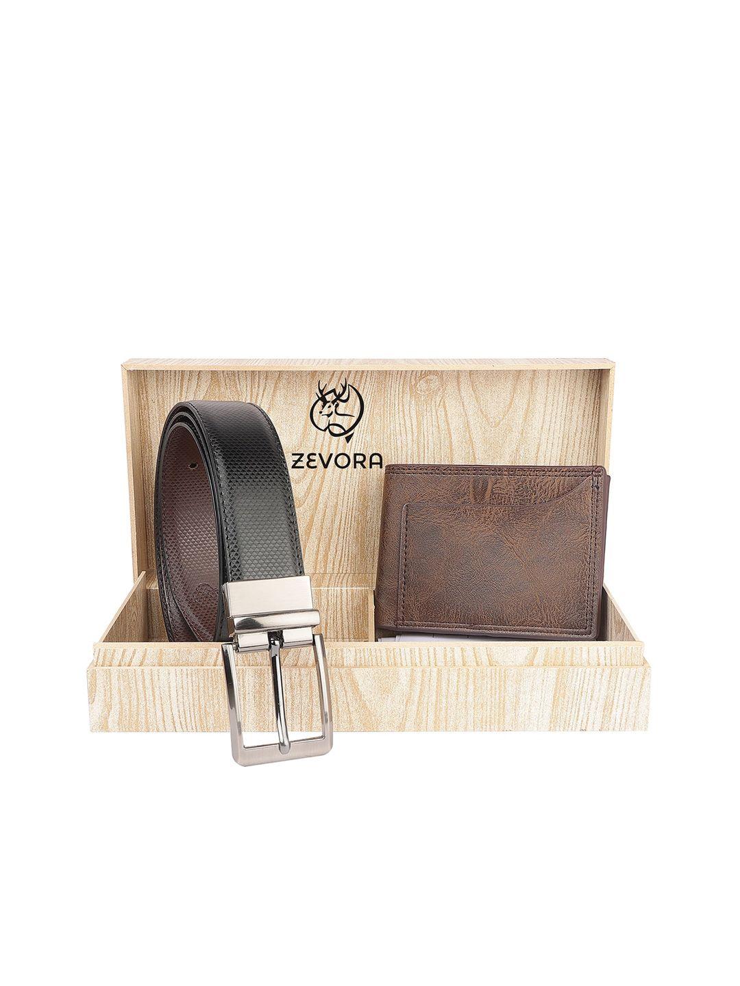 zevora men reversible belt & wallet gift set