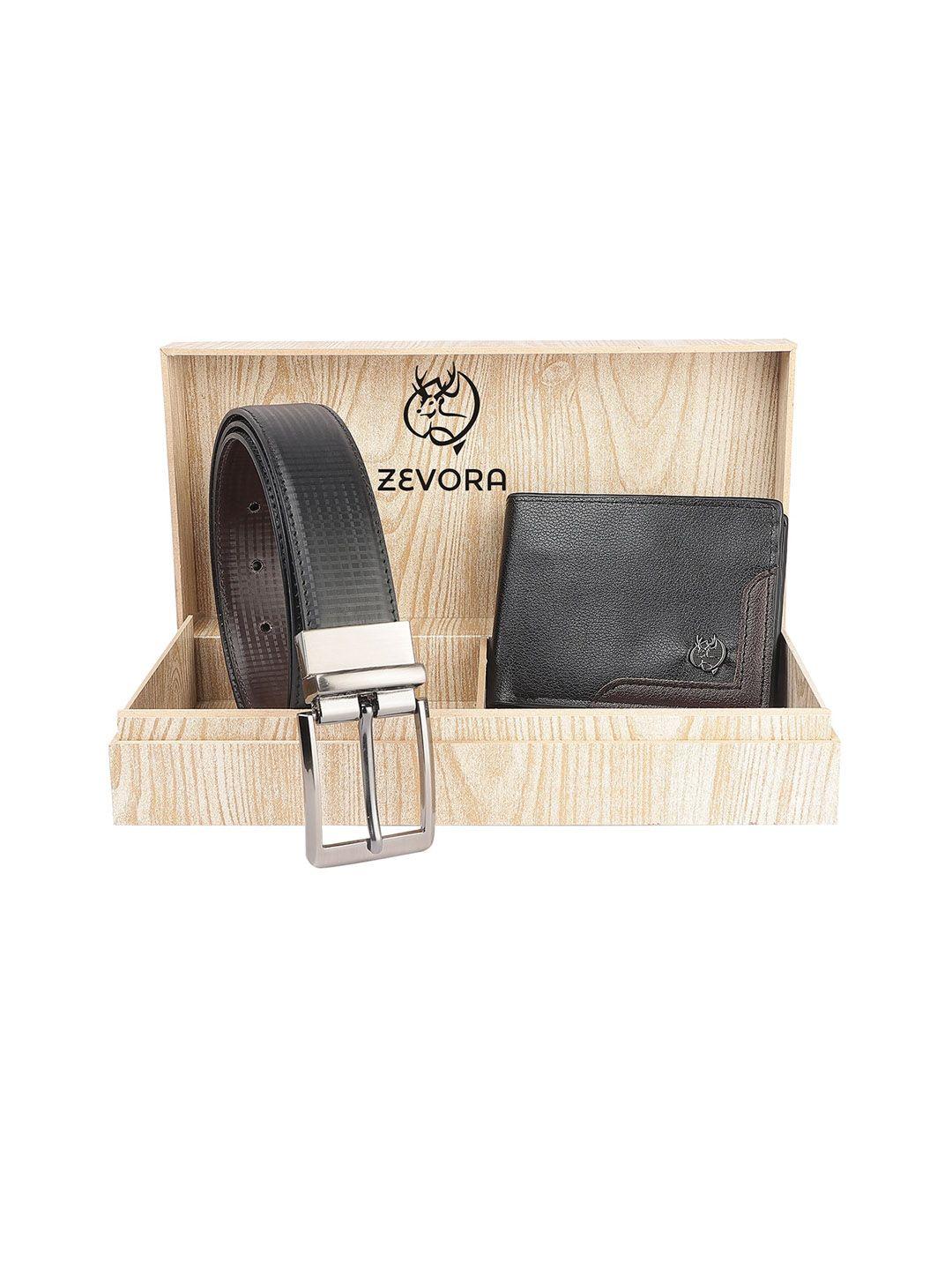 zevora men textured leather accessory gift set