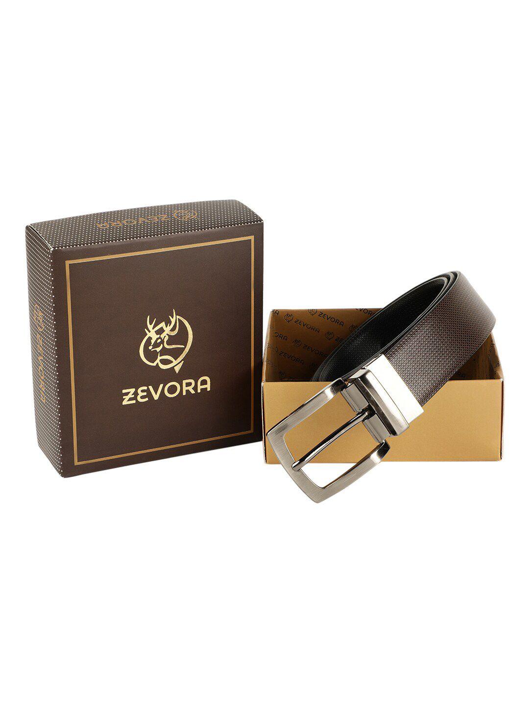 zevora men textured pu reversible formal belt