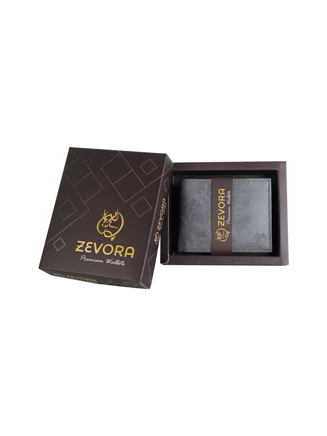 zevora men textured pu two fold wallet