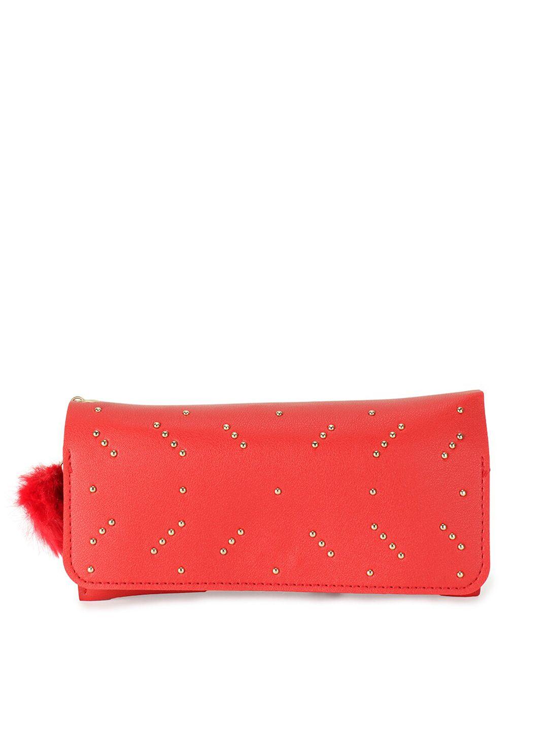 zevora women red embellished two fold wallet