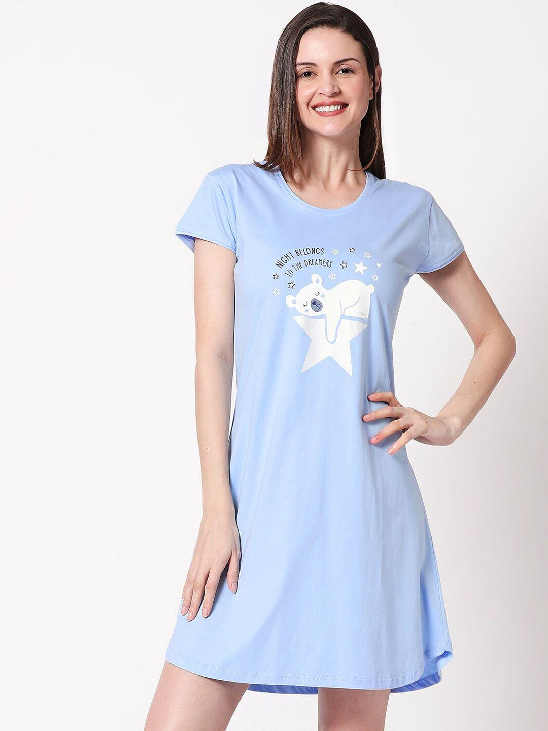zeyo blue & white printed nightdress
