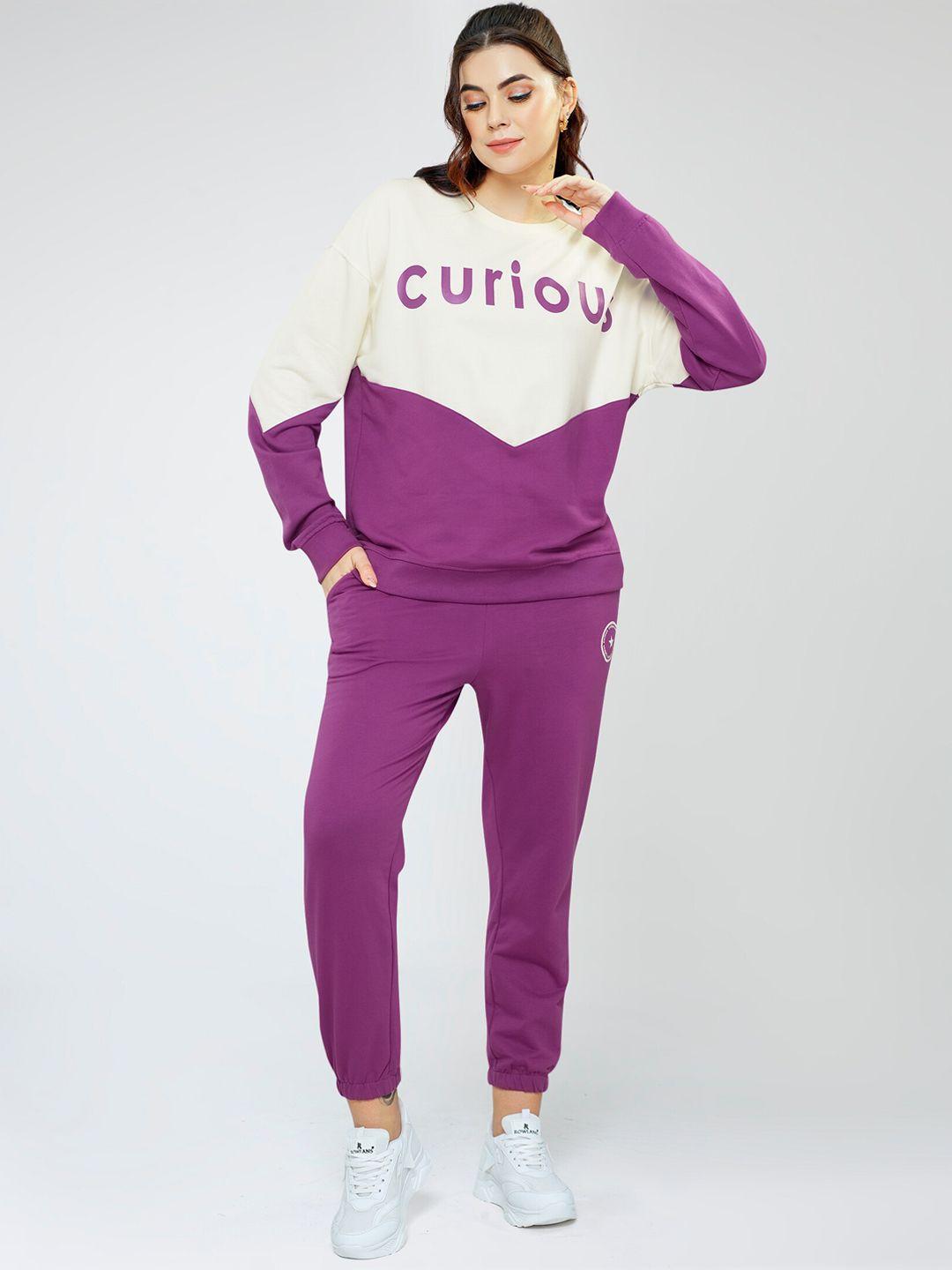 zeyo colourblocked round neck sweatshirt with trousers