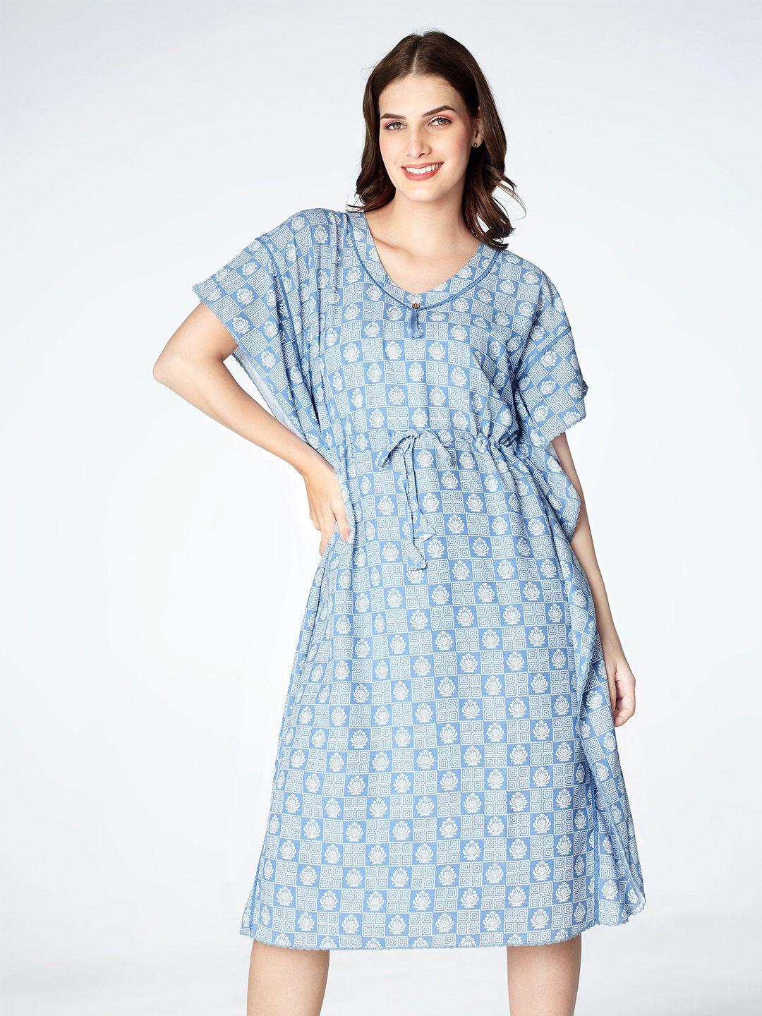 zeyo ethnic motifs printed kaftan nightdress