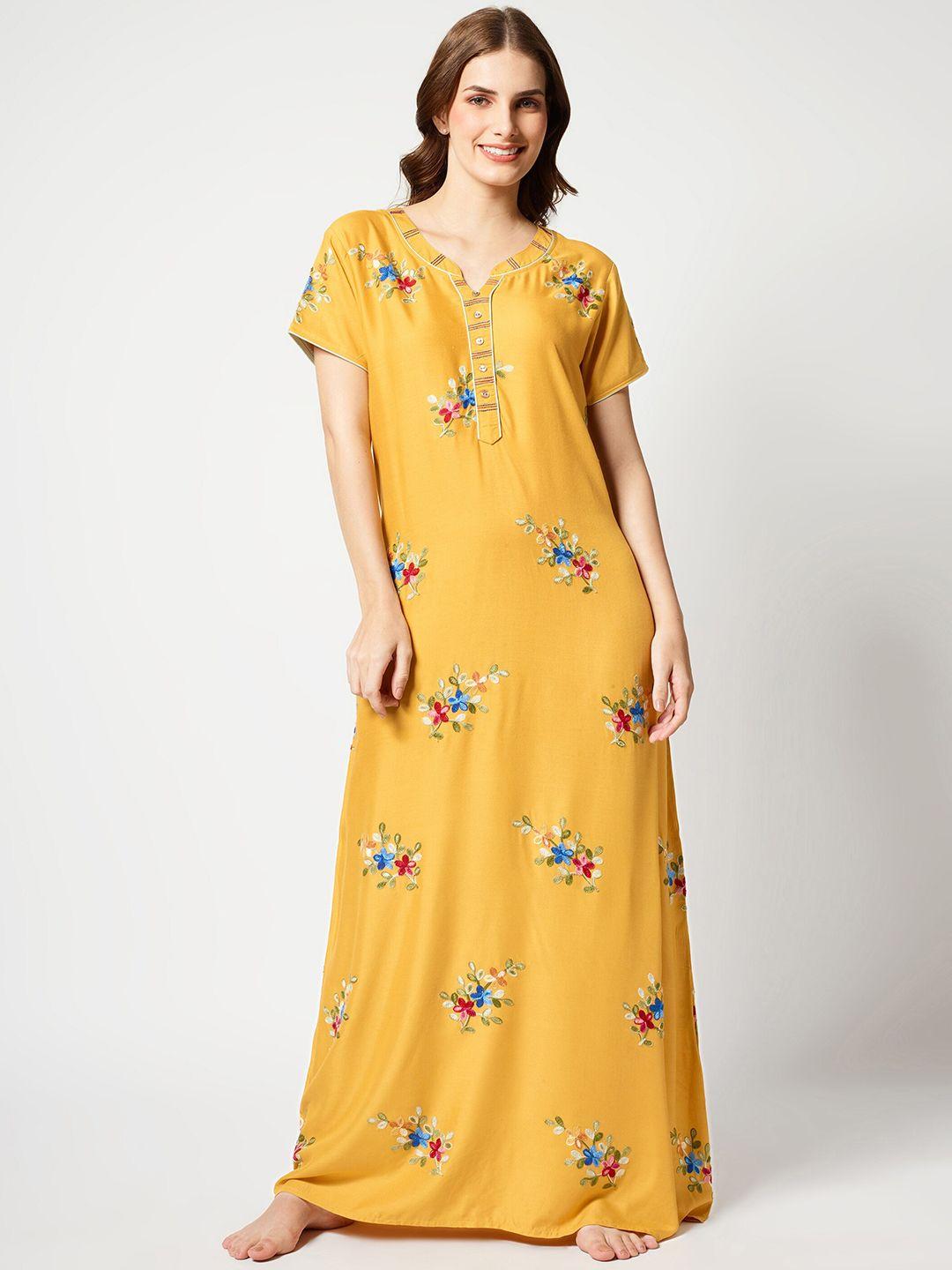 zeyo floral embroidered maxi nightdress
