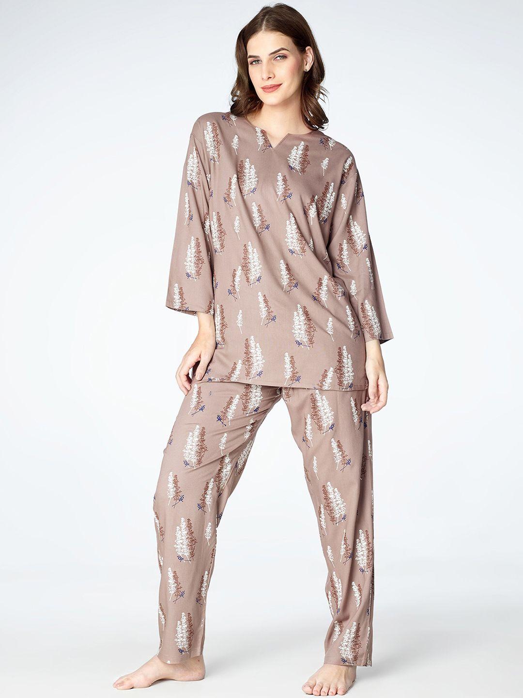 zeyo floral printed night suit