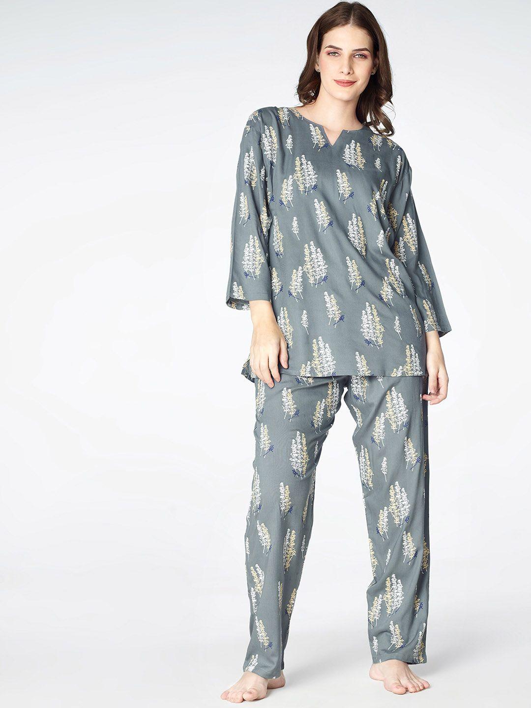 zeyo floral printed night suit