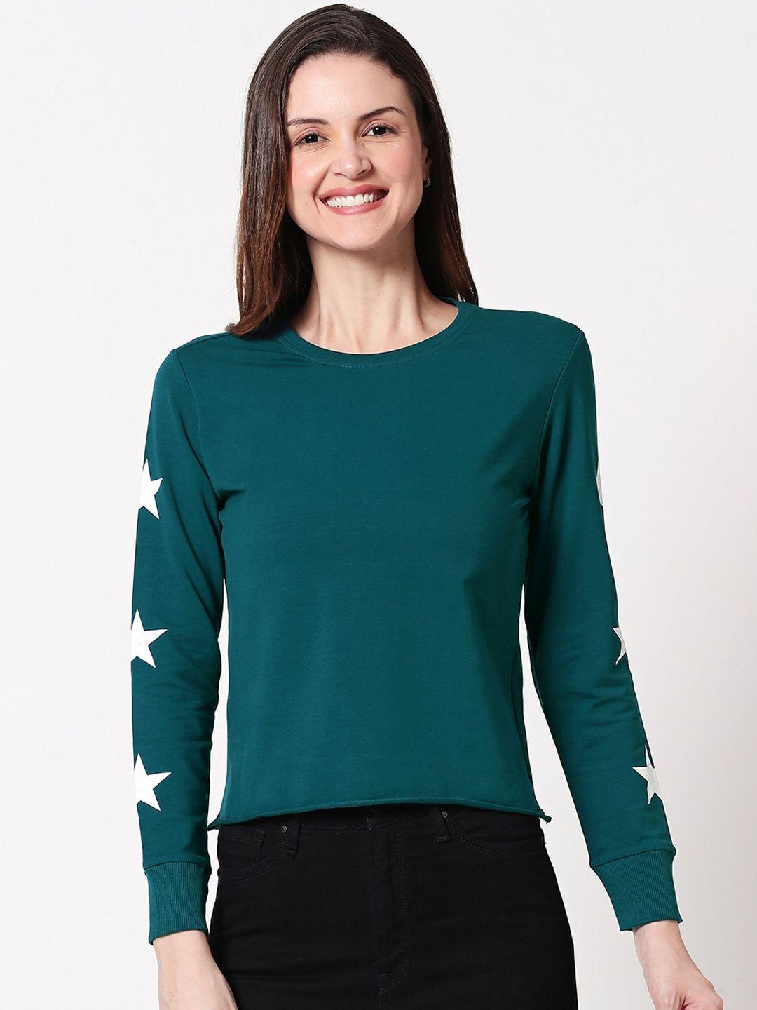 zeyo green star printed crop top