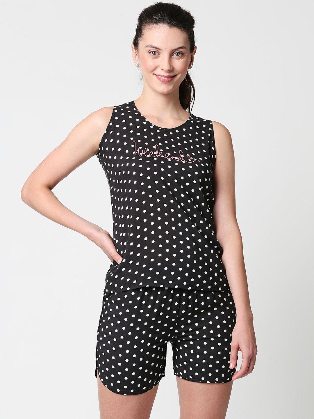 zeyo polka dots printed night suit