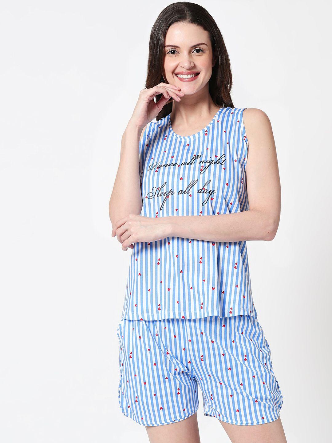 zeyo striped pure cotton night suit