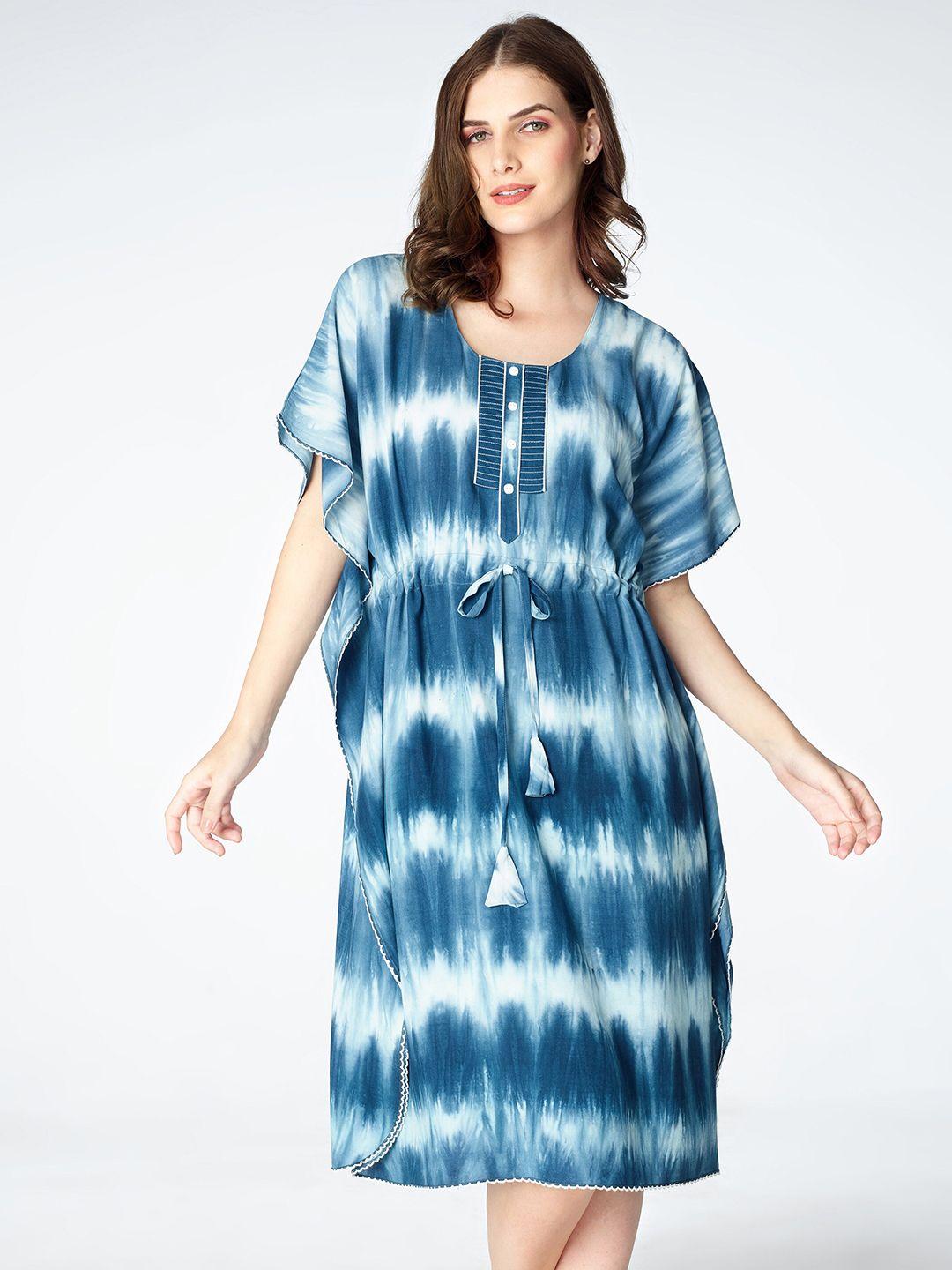 zeyo tie and dye printed kaftan nightdress