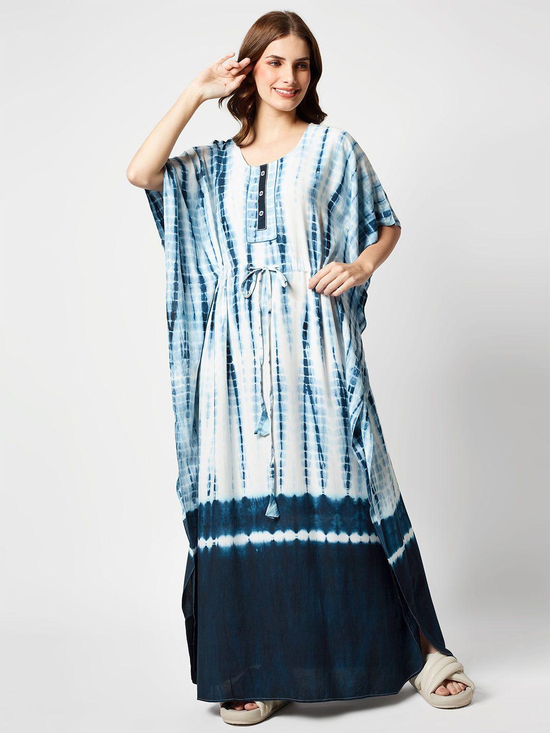 zeyo tie and dye printed maxi kaftan nightdress