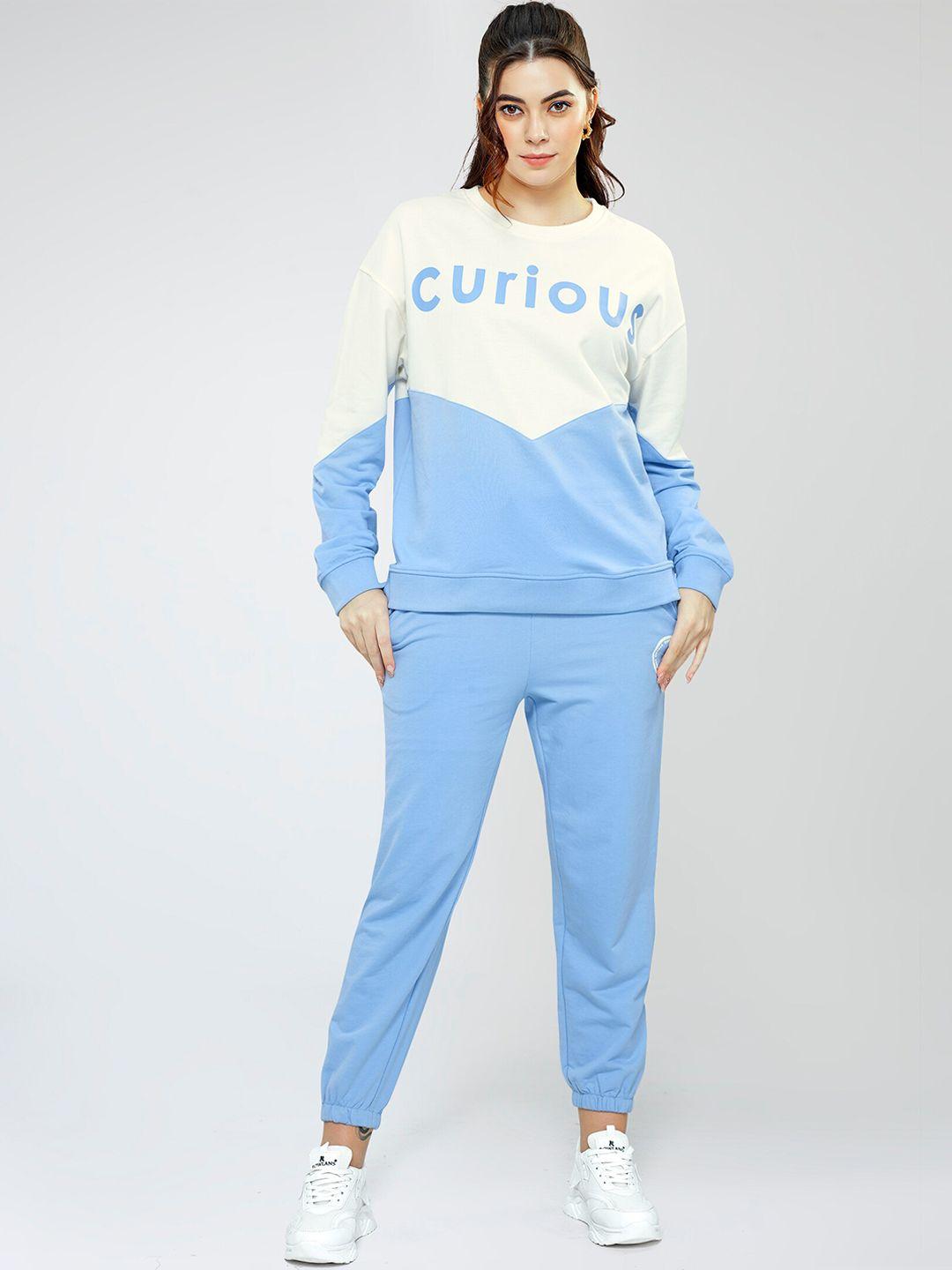 zeyo typography printed sweatshirt & joggers co-ord