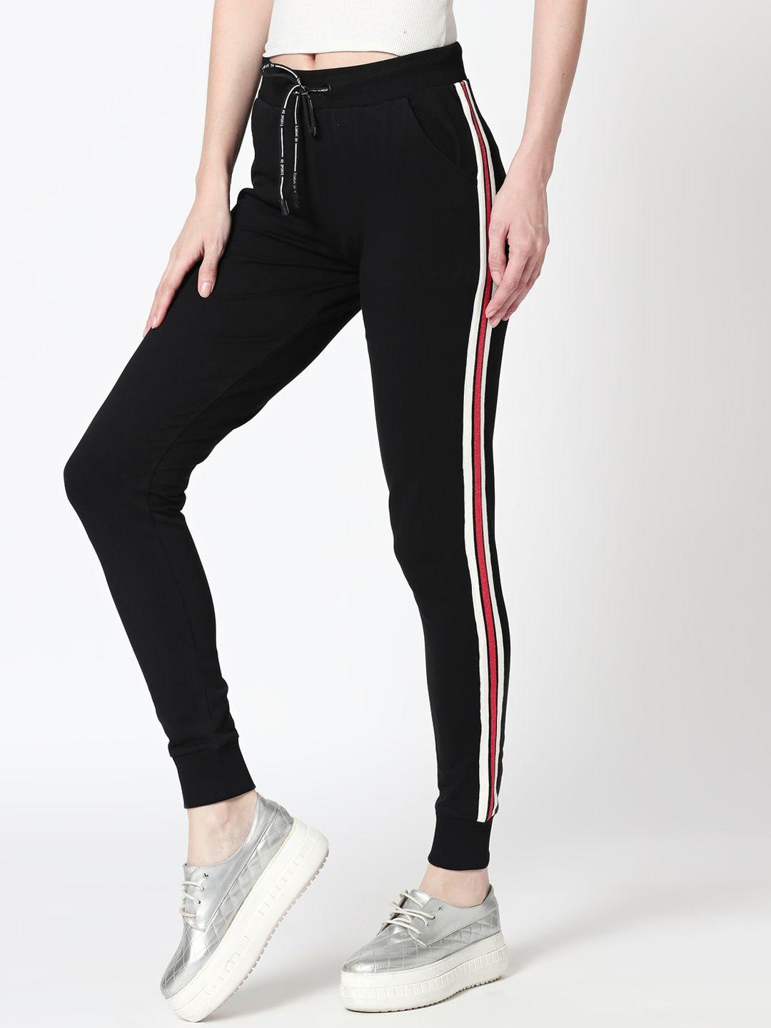 zeyo women black solid track pant