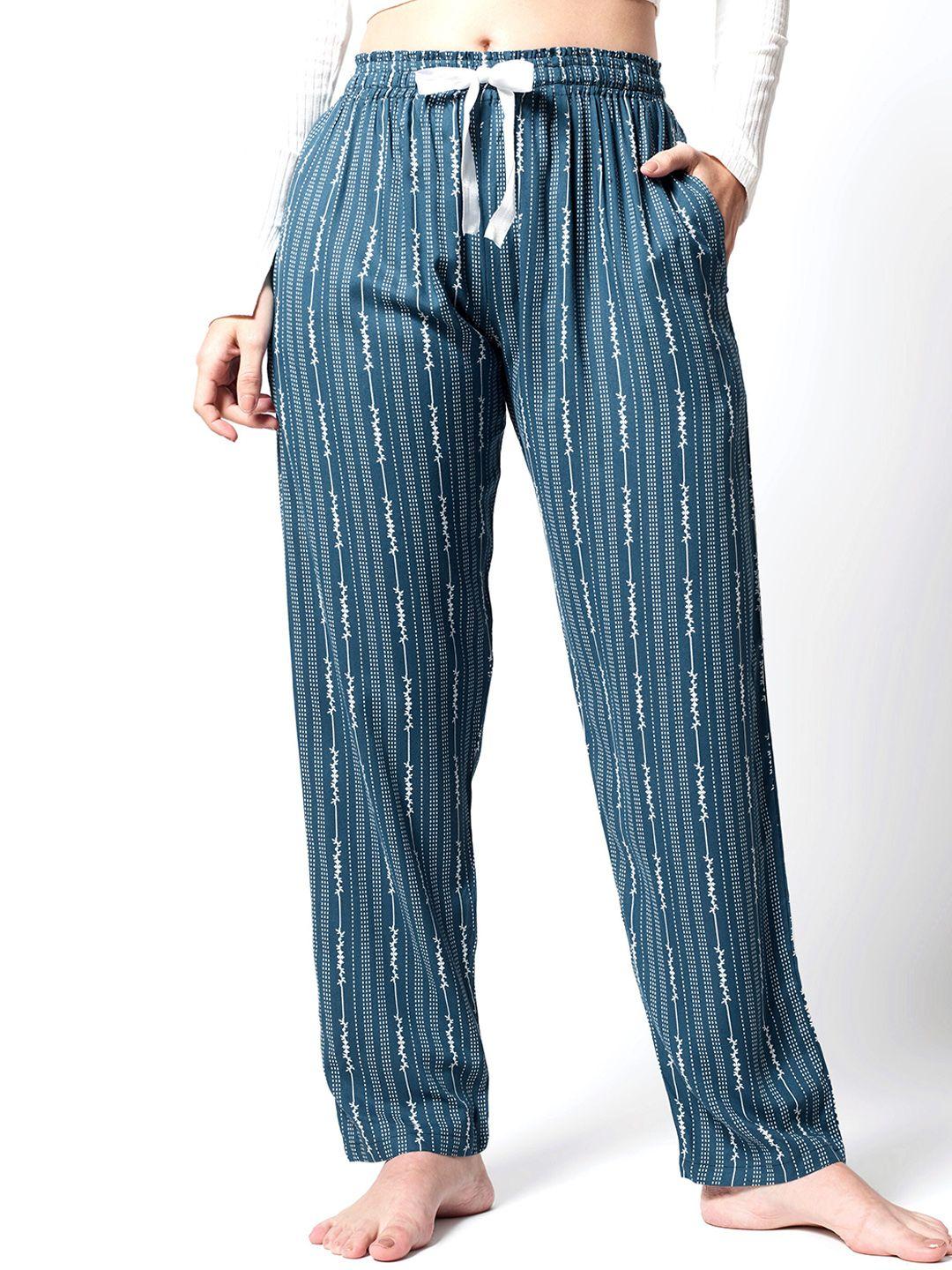 zeyo women striped mid-rise straight lounge pants
