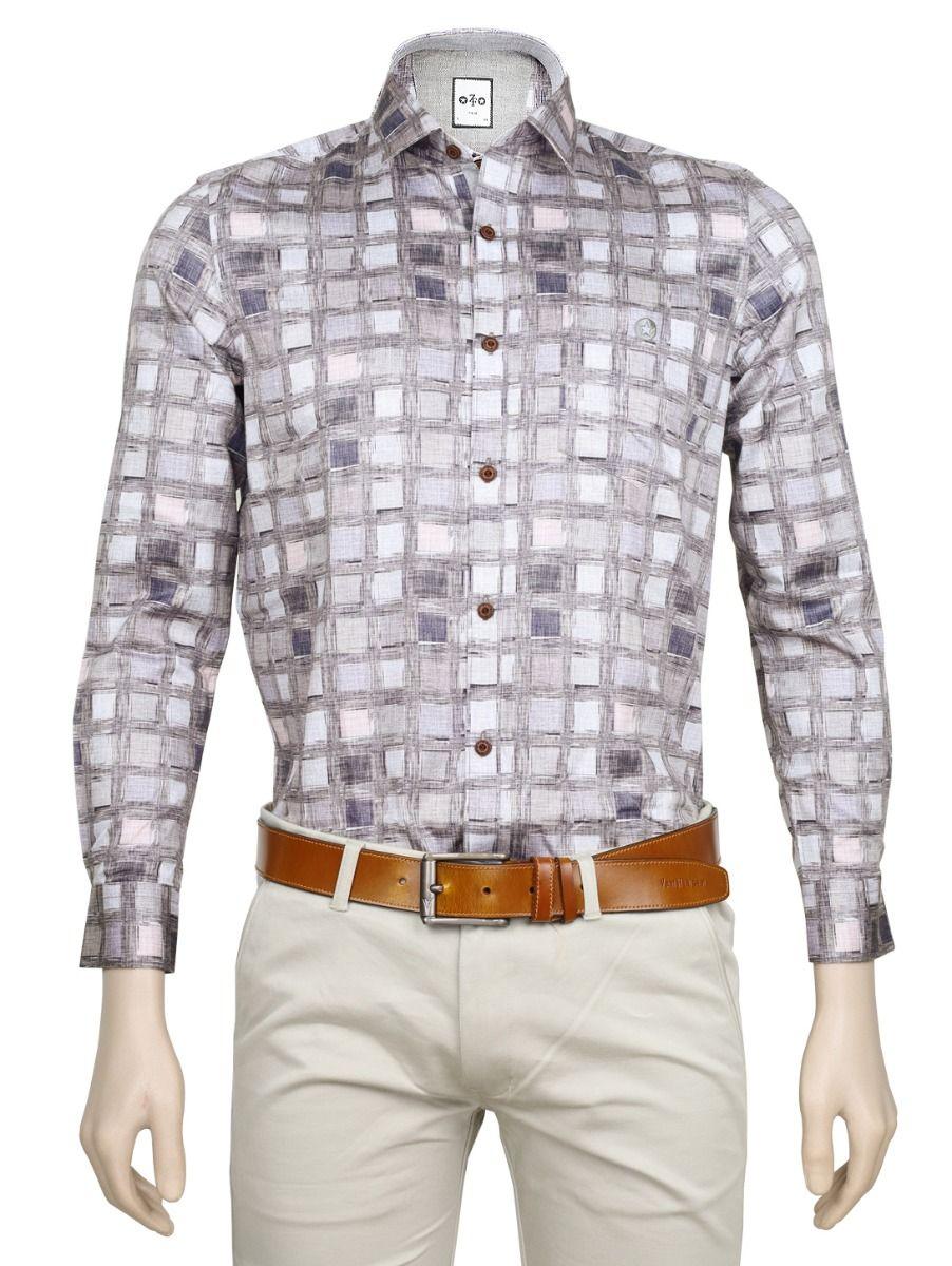 zf men's readymade casual printed cotton shirt