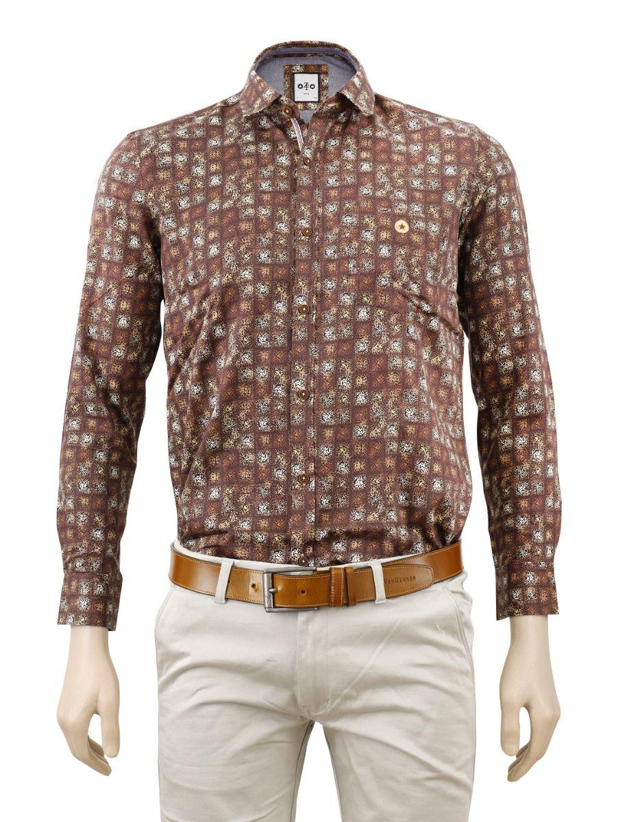 zf men's readymade casual printed cotton shirt