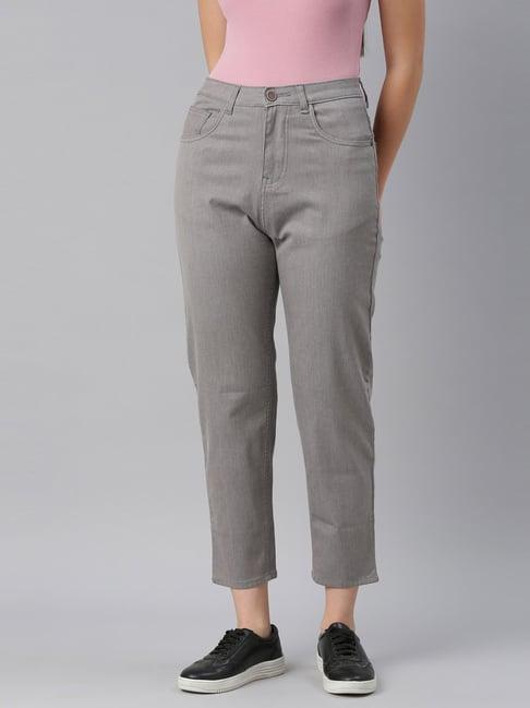 zheia grey cotton relaxed fit jeans