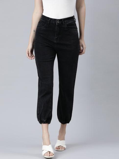 zheia black cotton relaxed fit joggers