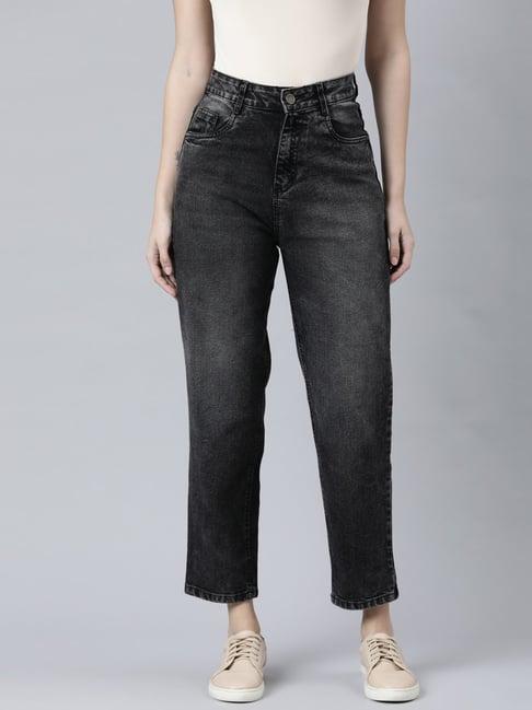 zheia grey cotton relaxed fit jeans