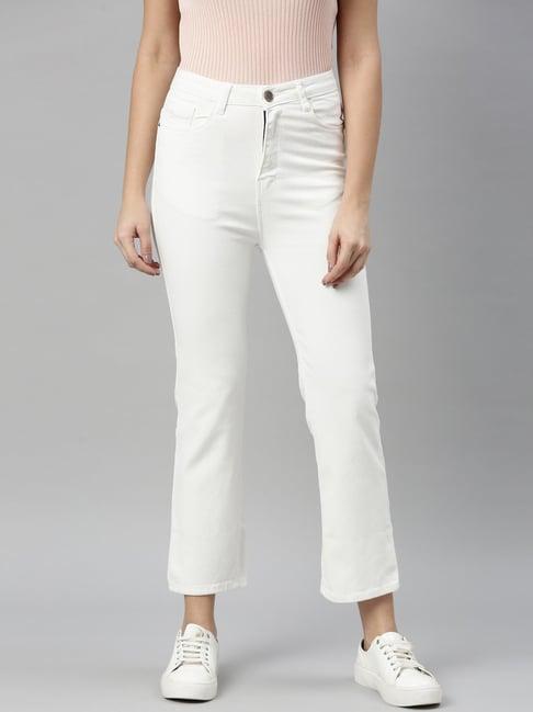 zheia white cotton relaxed fit jeans