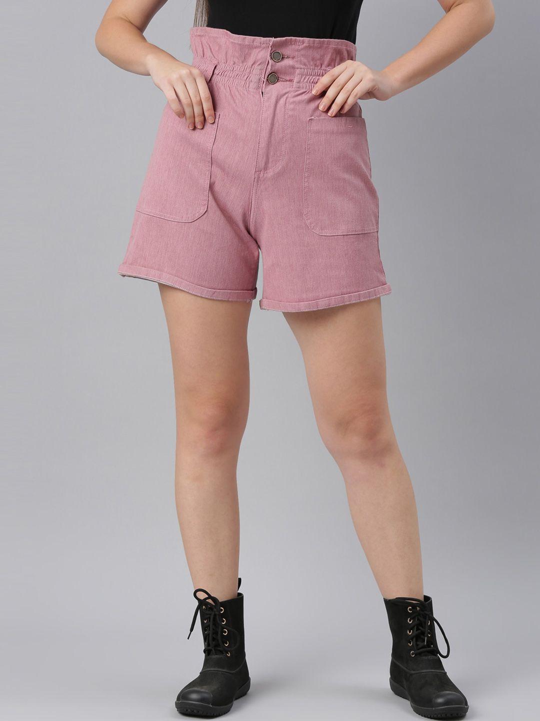 zheia women pink loose fit high-rise shorts
