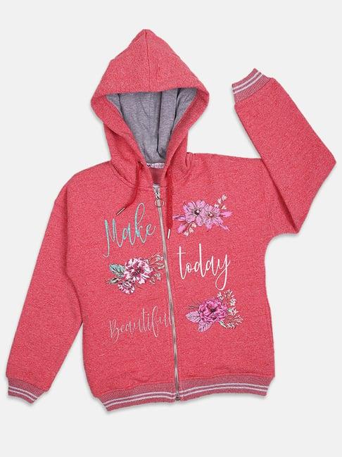 ziama kids red floral print full sleeves sweatshirt