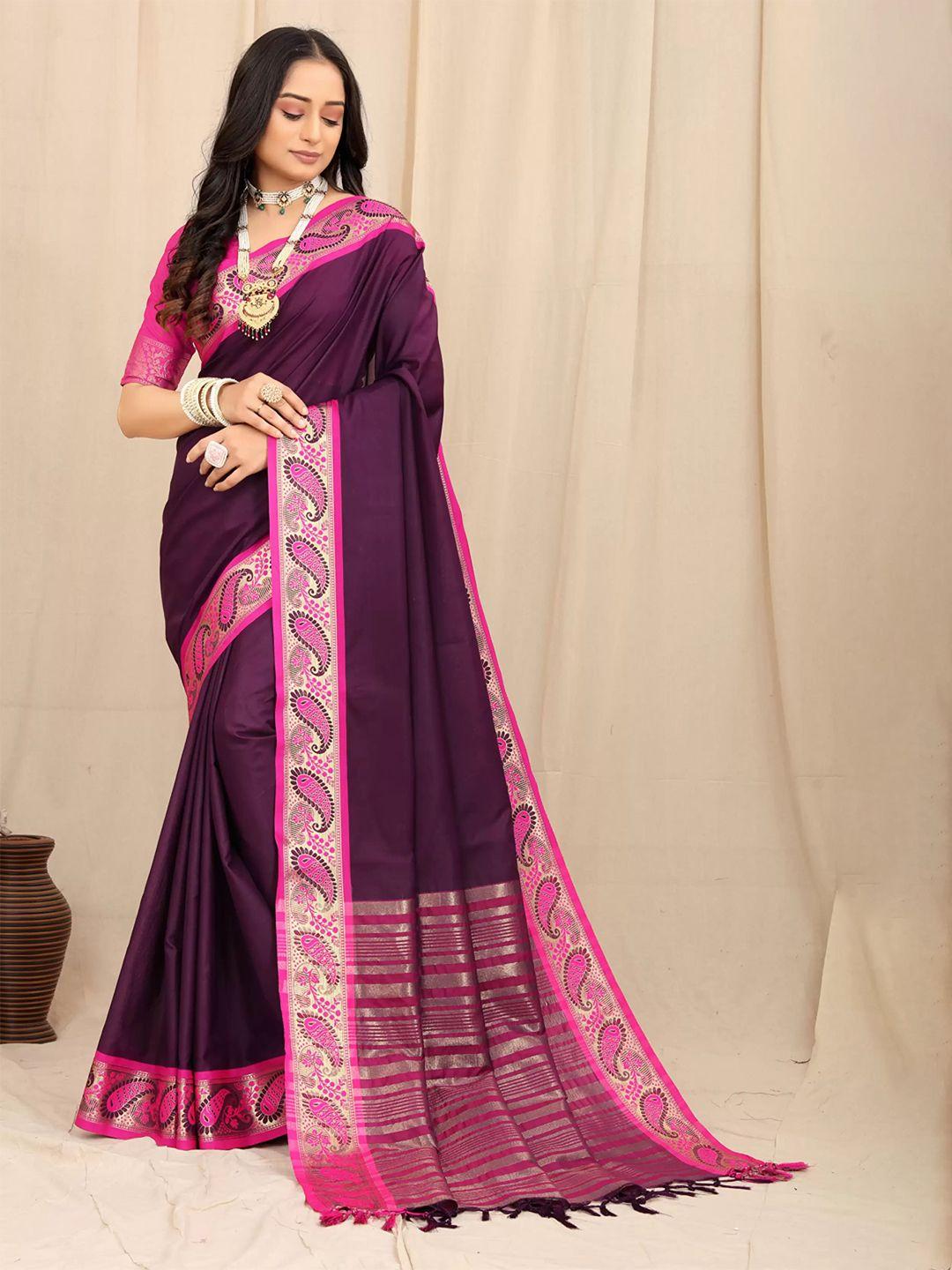 ziblon violet art silk kanjeevaram saree