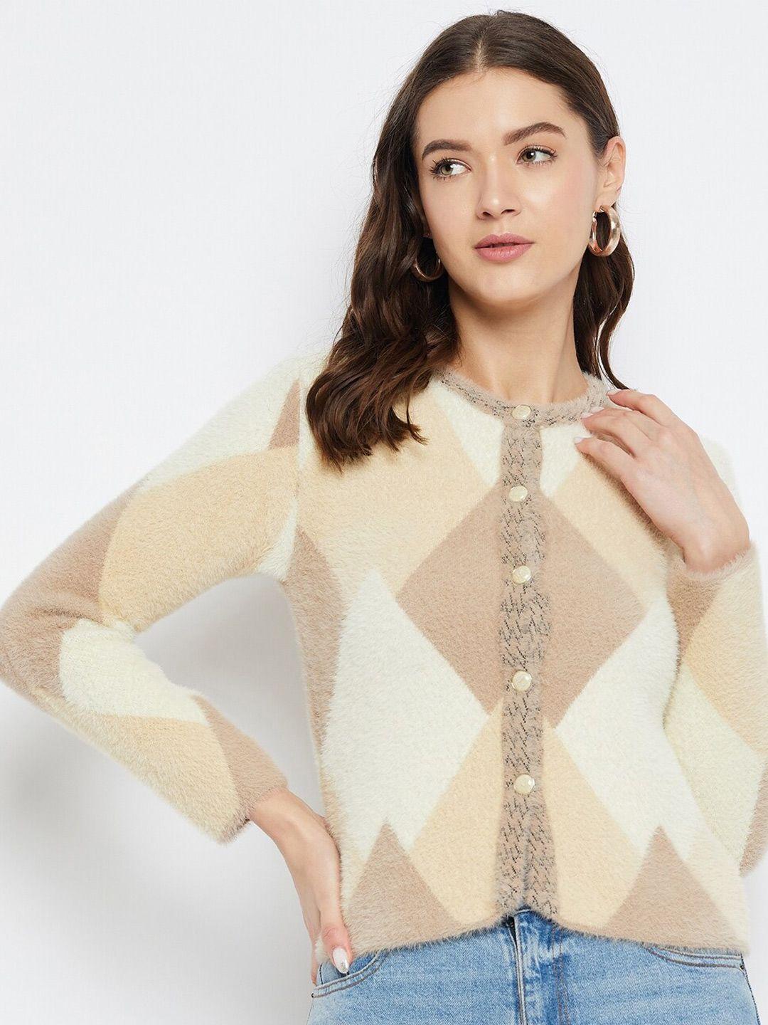zigo argyle printed woollen cardigan sweater