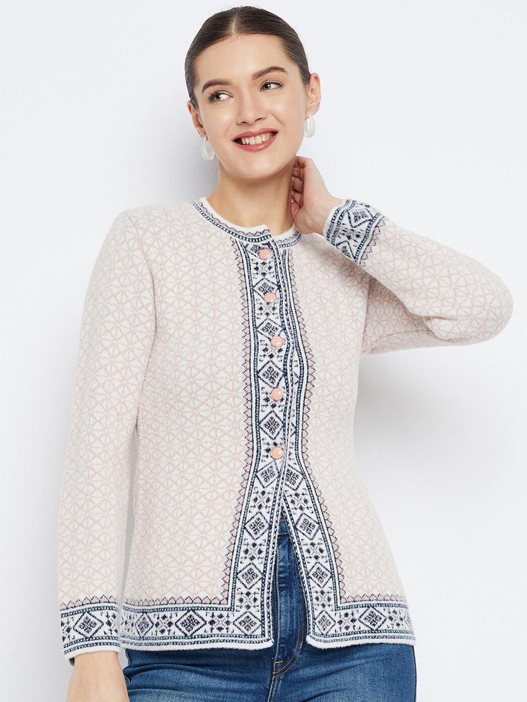 zigo ethnic motifs self design woollen cardigan