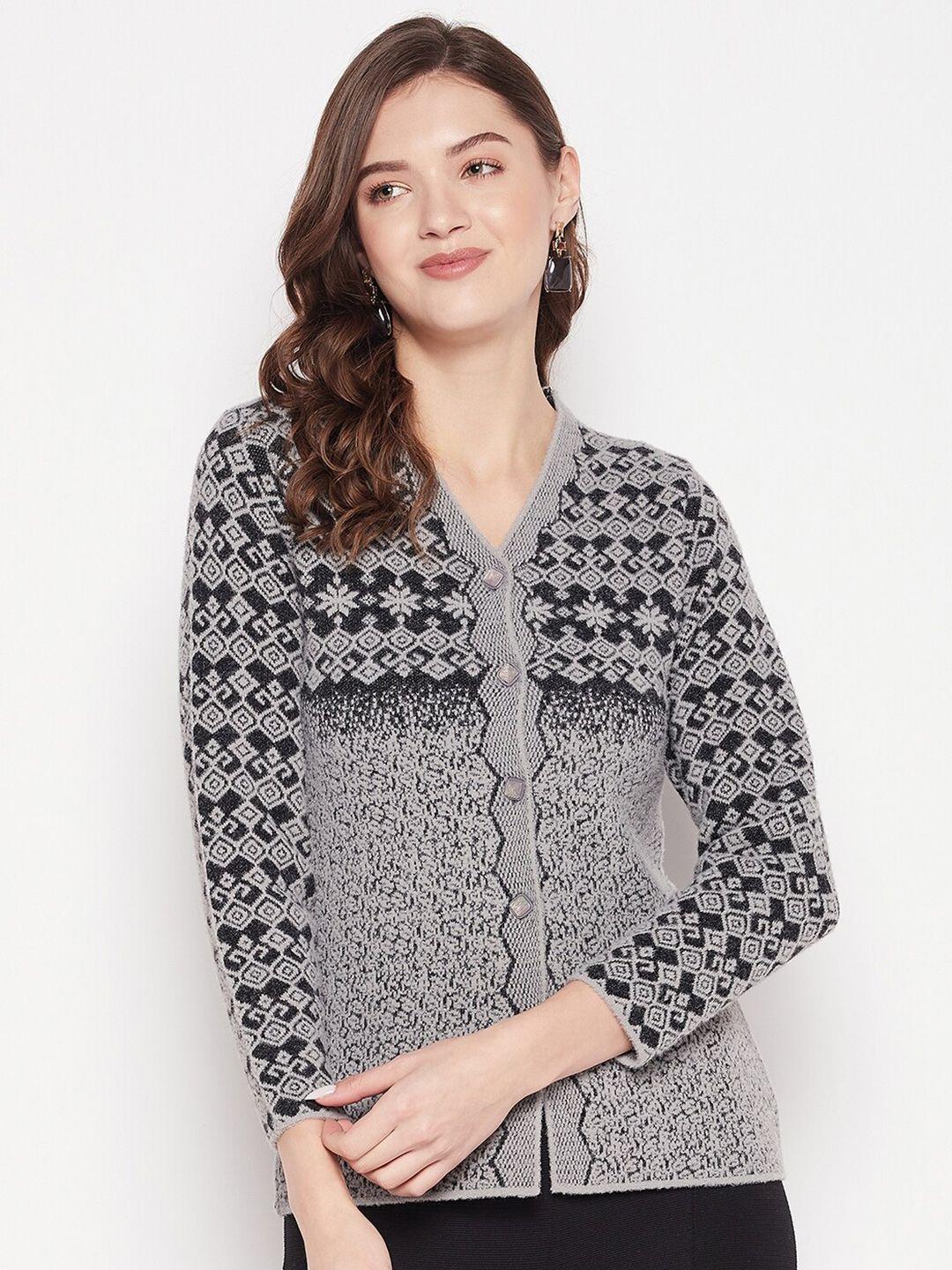 zigo women v-neck fair isle wool cardigan sweater