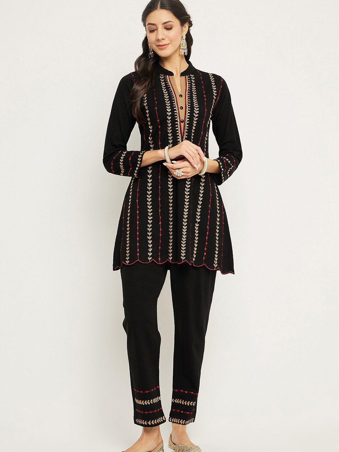 zigo acrylic embroidered kurta with trouser