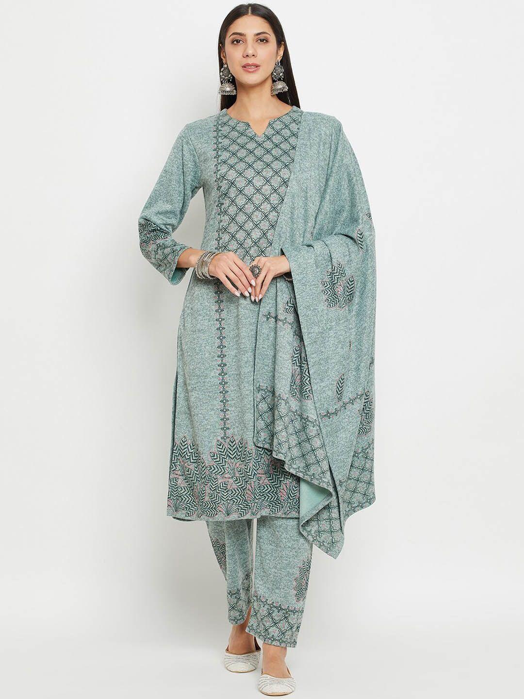 zigo ethnic motifs self design straight kurta & trousers with dupatta