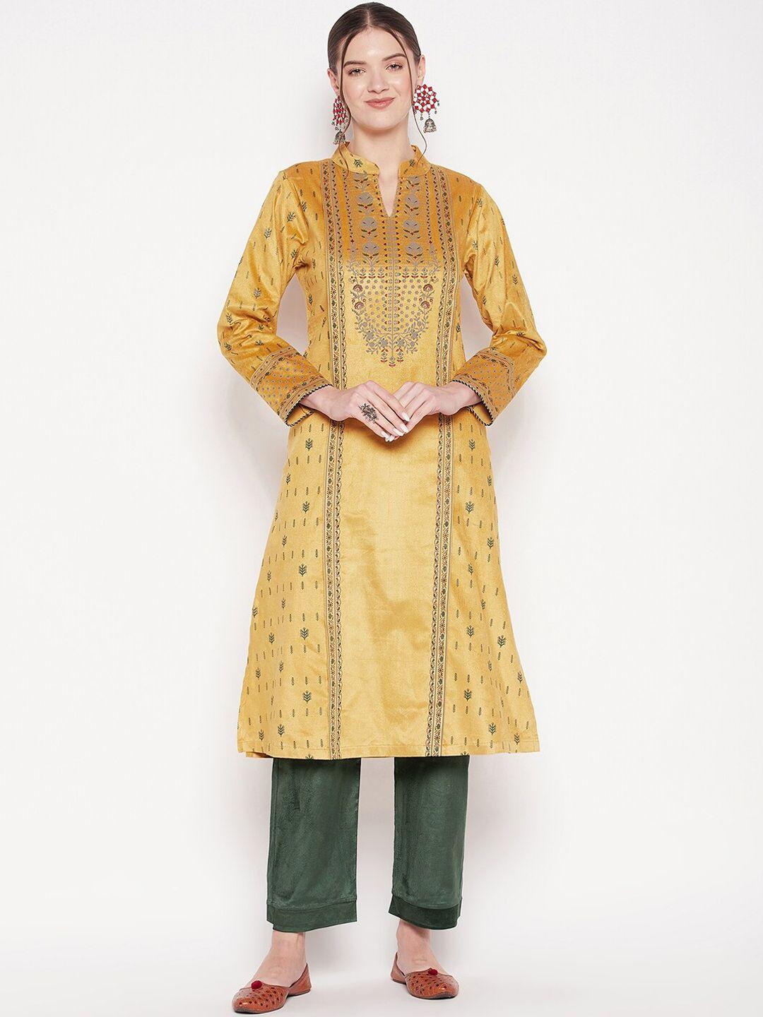 zigo floral printed pure wool kurta with palazzos