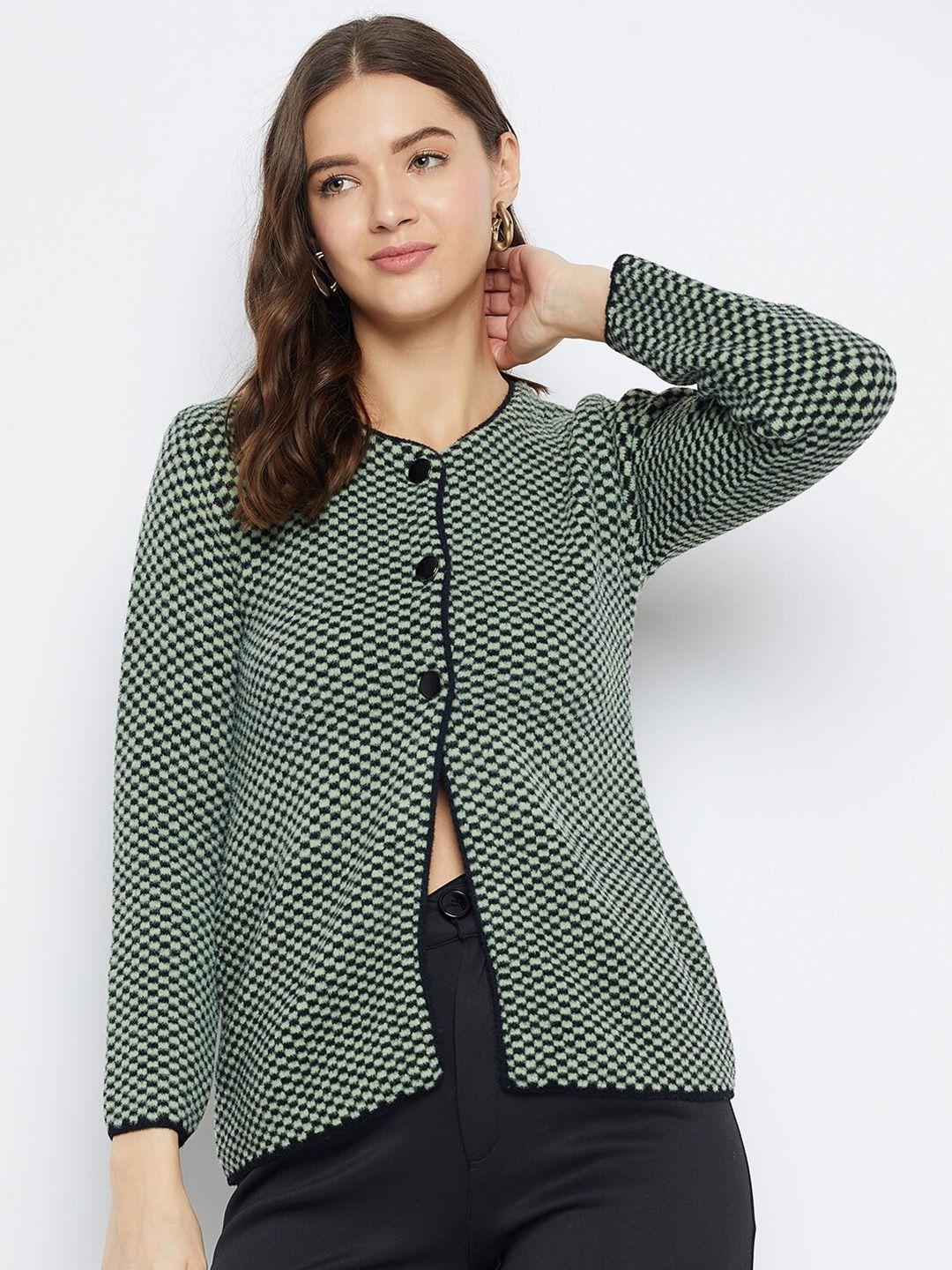 zigo geometric self design woollen cardigan