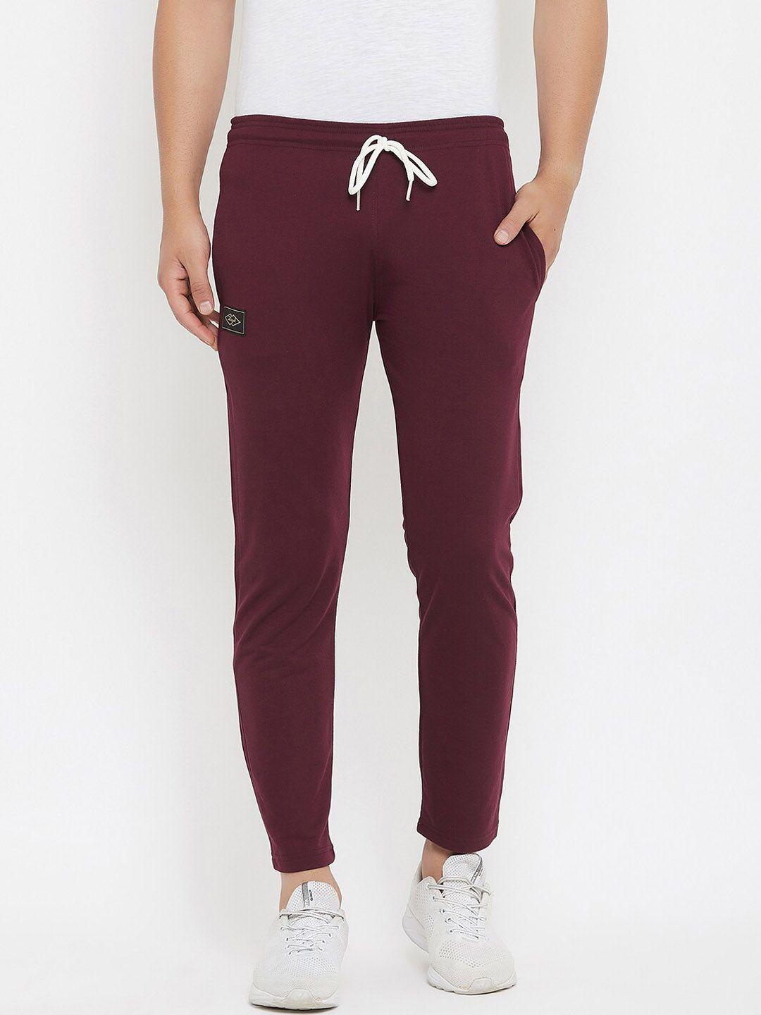 zigo men burgundy slim-fit track pants