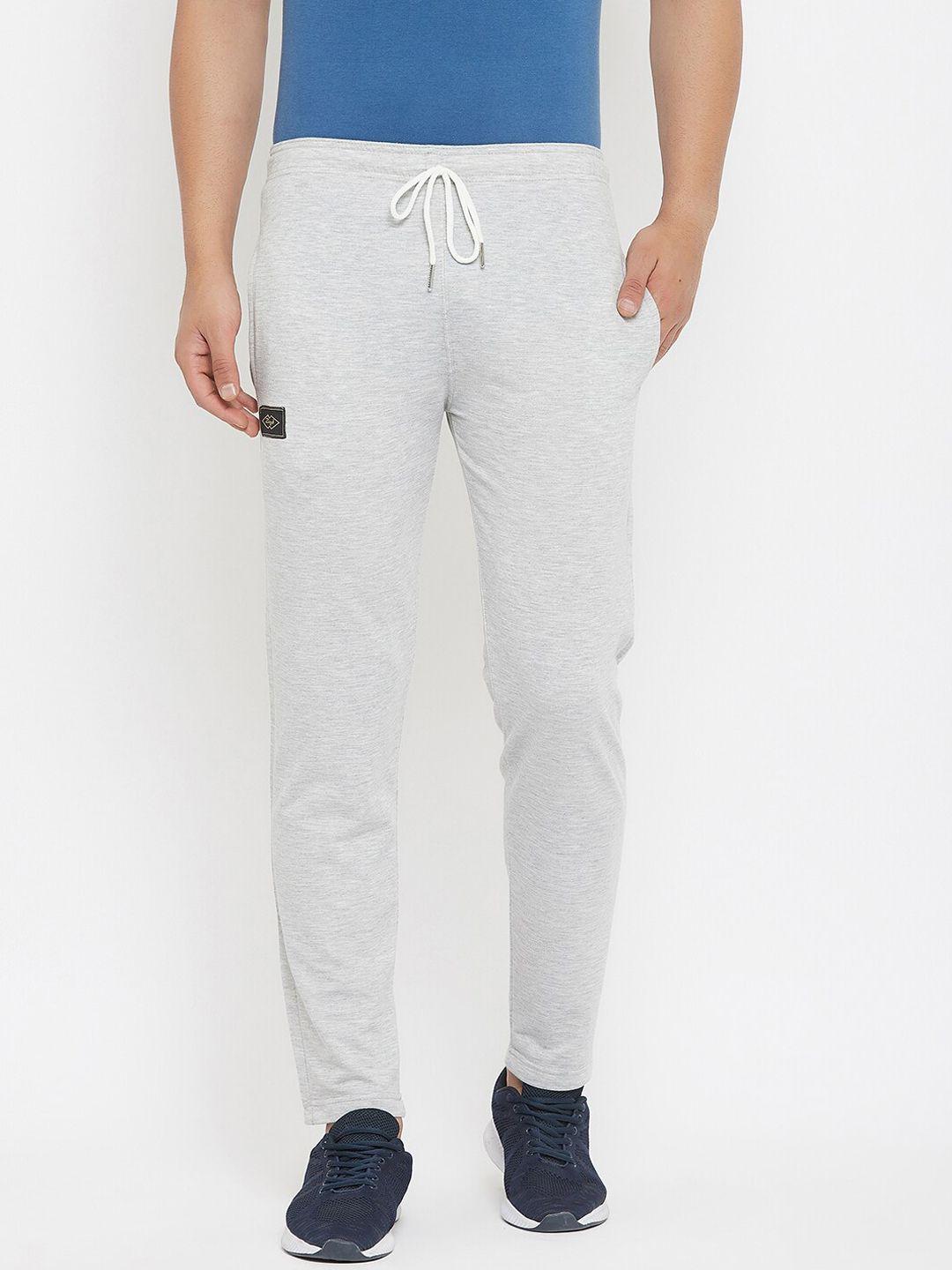 zigo men grey melange solid slim-fit track pants