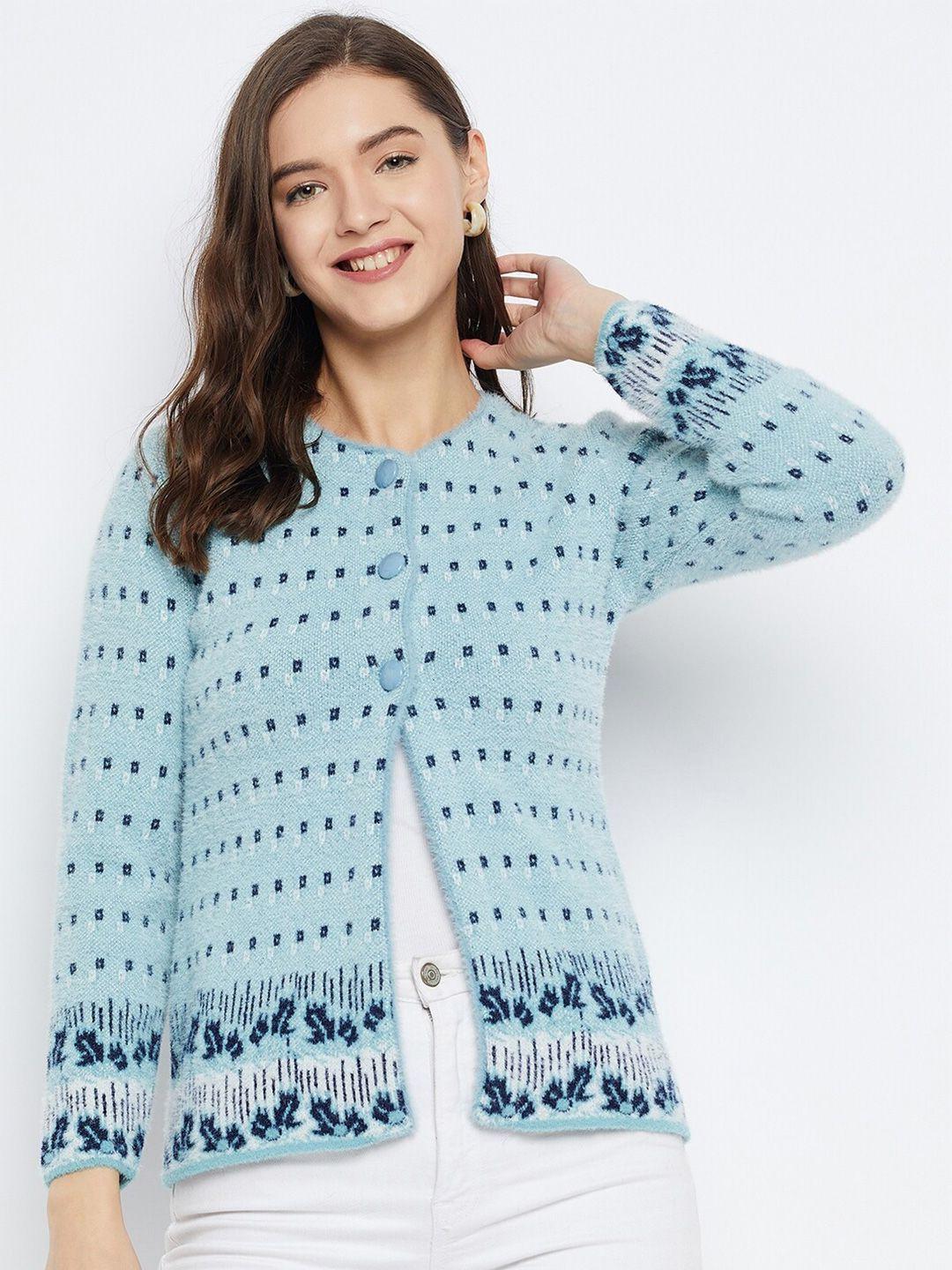 zigo quirky self design woollen cardigan sweater