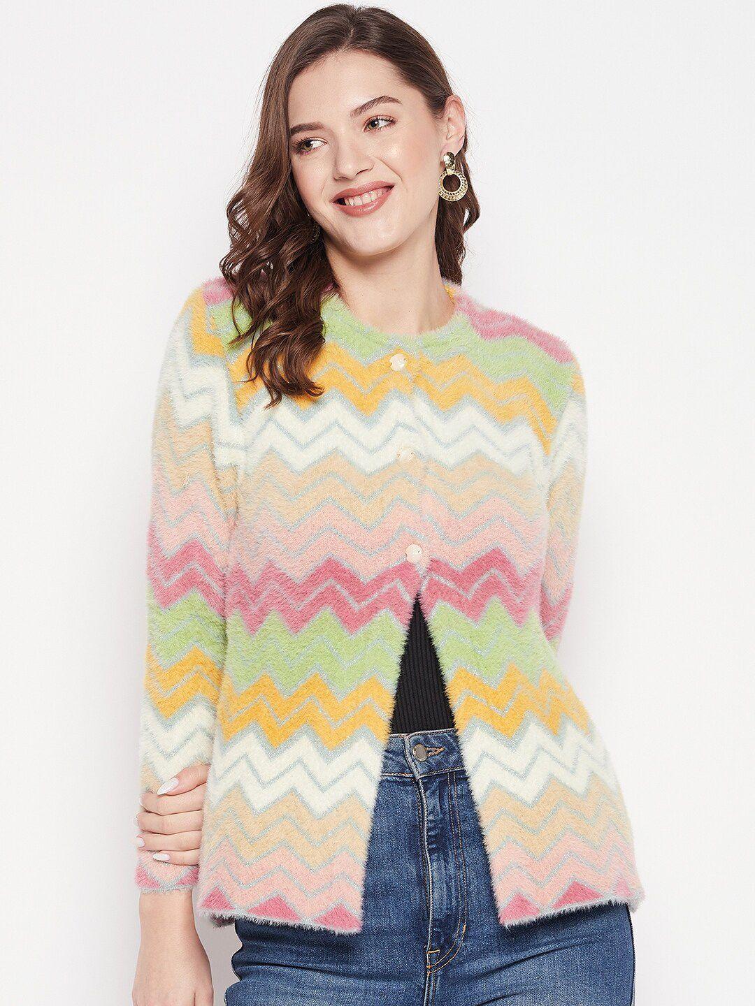 zigo women chevron printed wool cardigan