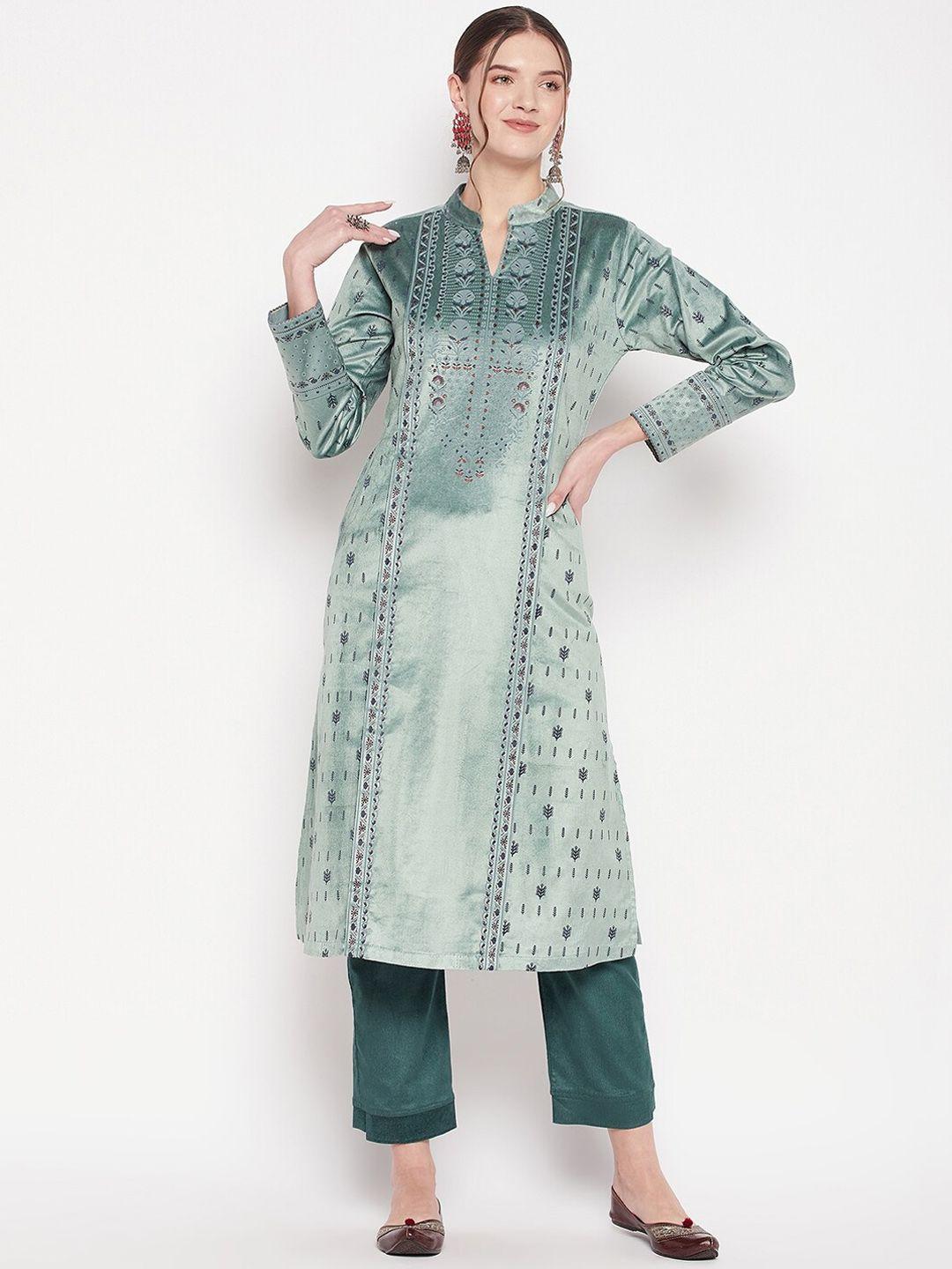 zigo women ethnic motifs printed kurta with trousers