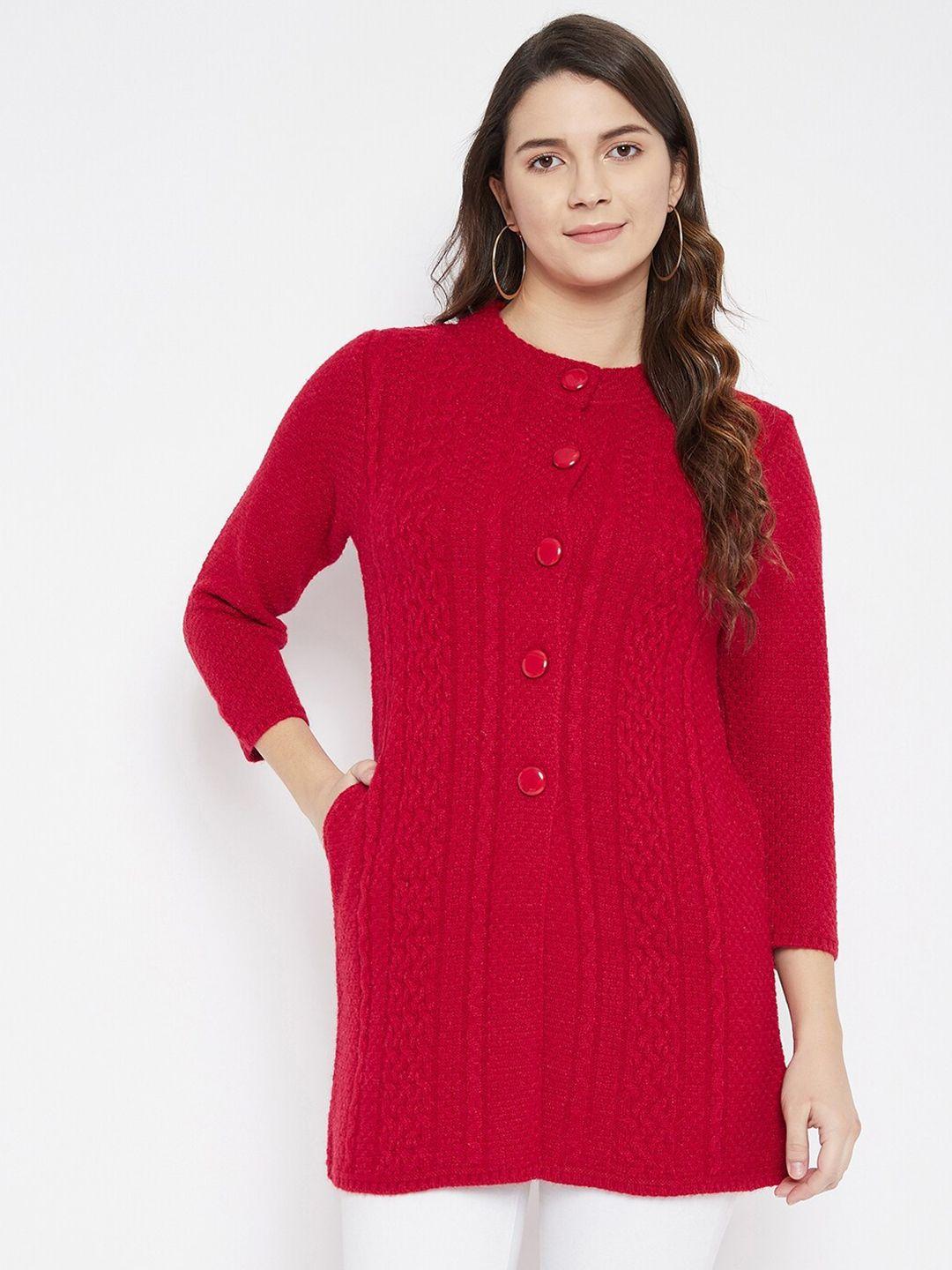 zigo women red longline cardigan