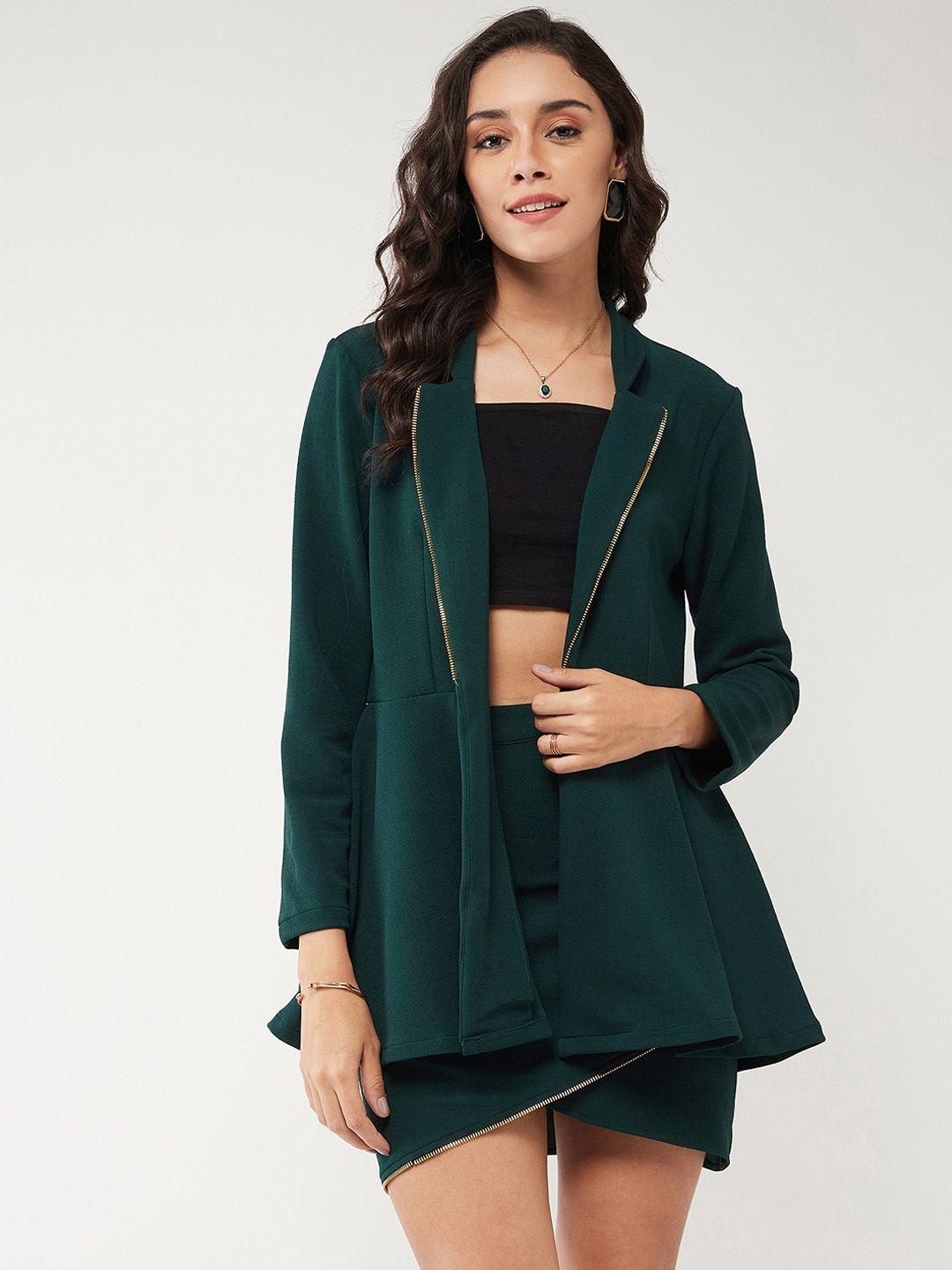 zima leto casual open front blazer with zipper lapel