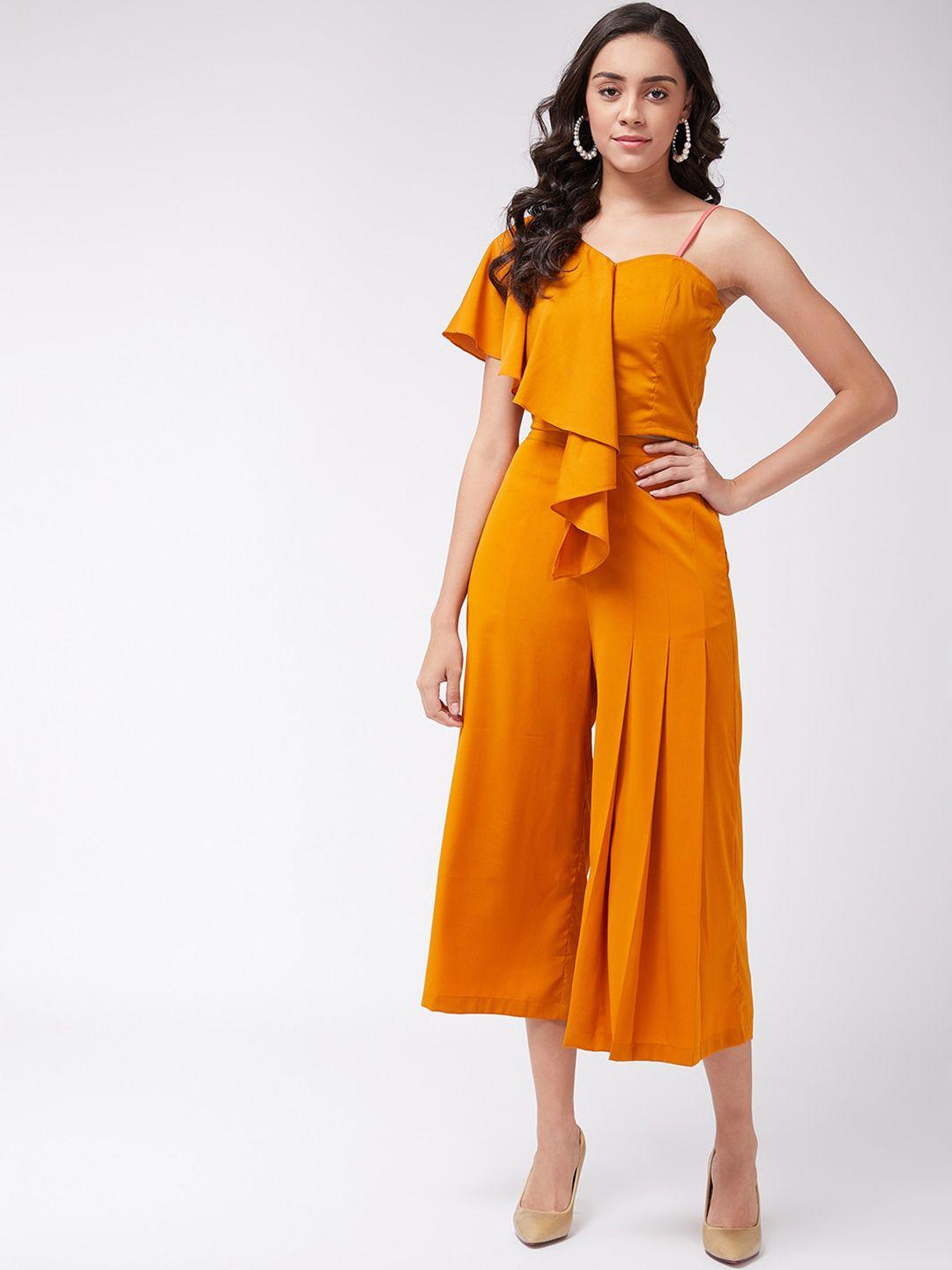 zima leto women orange solid two piece jumpsuit