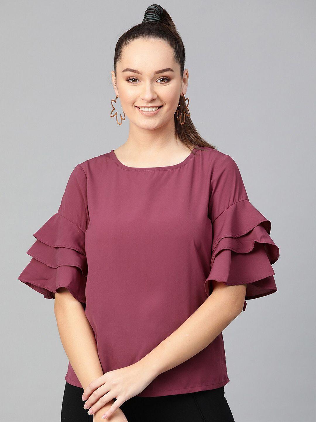 zima leto women purple solid crepe top