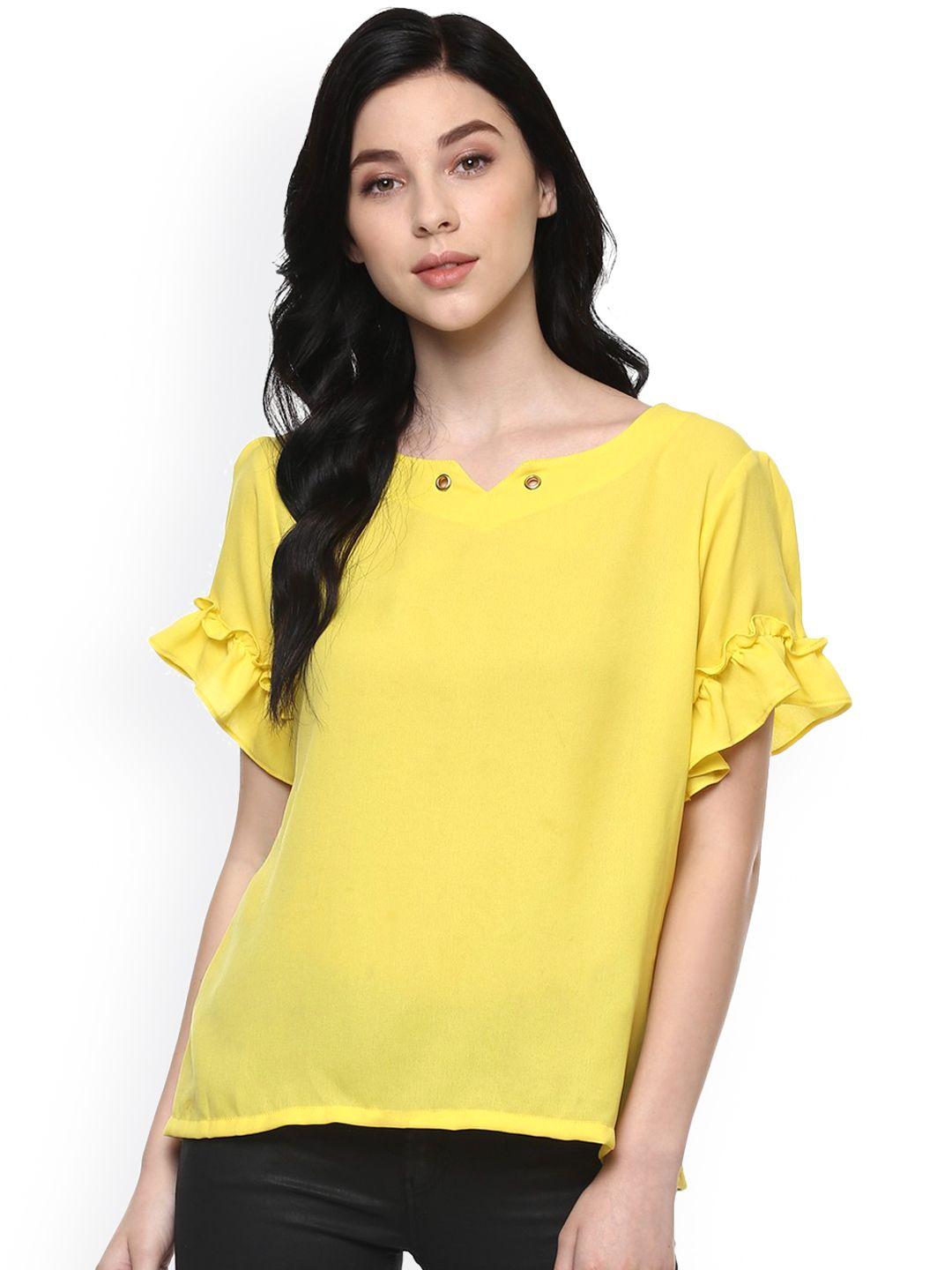 zima leto women yellow solid top