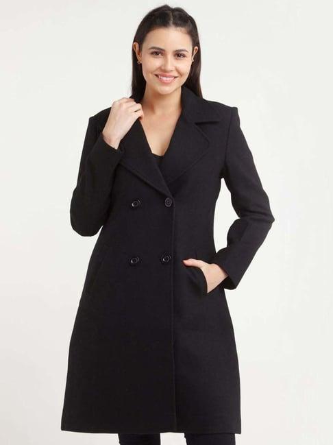 zink london black regular fit coat