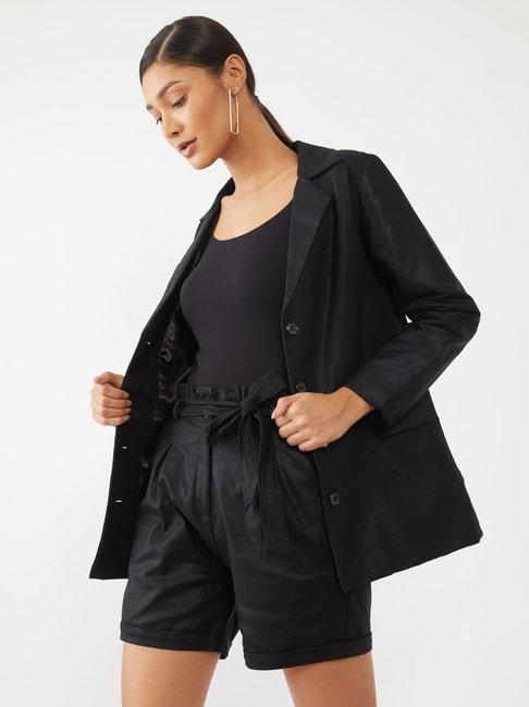 zink london black straight fit blazer