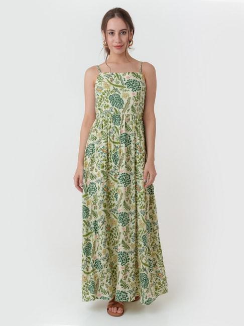 zink london green floral print maxi dress